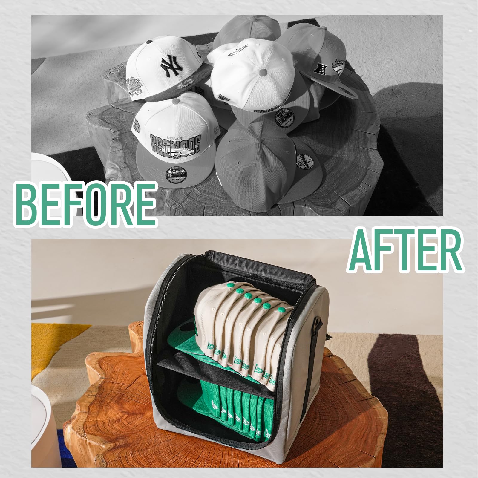 Scavata Large Hat Bag For Baseball Caps, Hat Organizer Bag For Traveling & Moving, Storing Snapback Cap, Portable Hat Carrier Ho