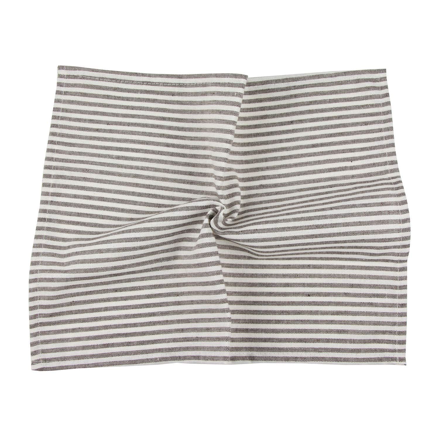 Infei Plain Striped Cotton Linen Blended Dinner Cloth Napkins - Set Of 12 (40 X 30 Cm) - For Events & Home Use (Brown)