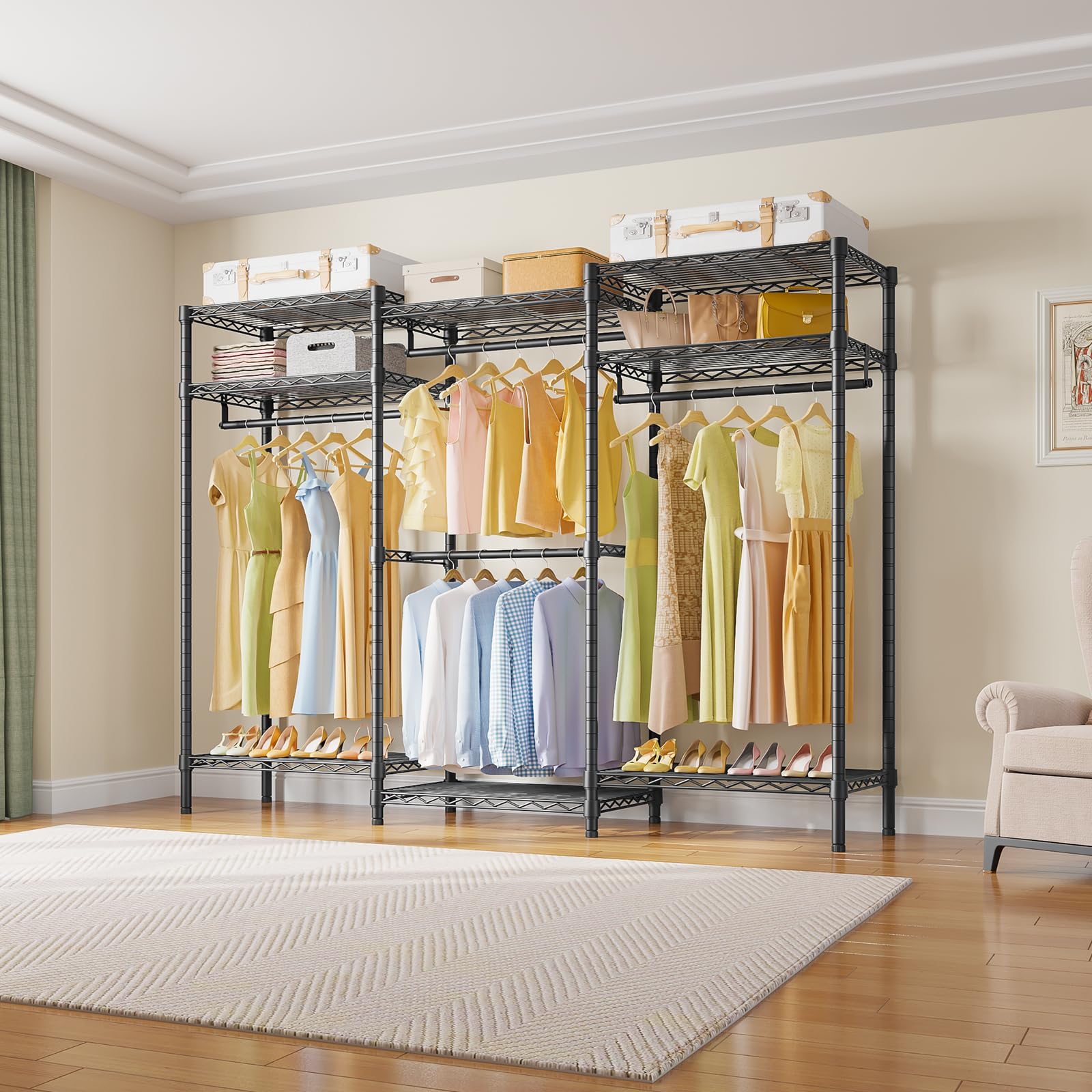 Vipek V5I Garment Rack Heavy Duty Clothes Rack For Hanging Clothes, Portable Wardrobe Closet Freestanding Clothing Rack With 8 A