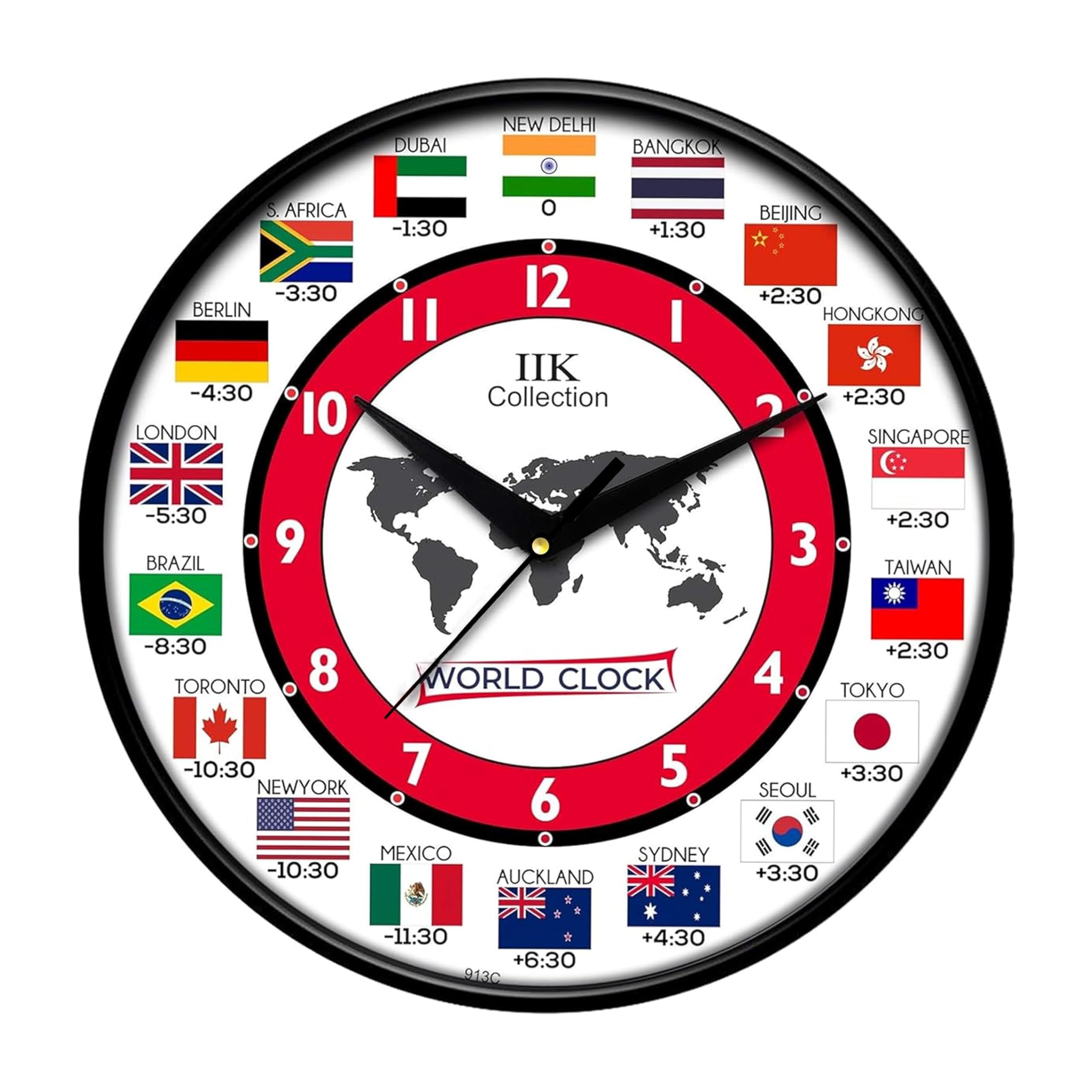 Iik Collection 12-Inch Designer Plastic Analogue Round Wall Clock For Home, Kitchen, Living Room, Bedroom, Office (30 Cm X 30 Cm