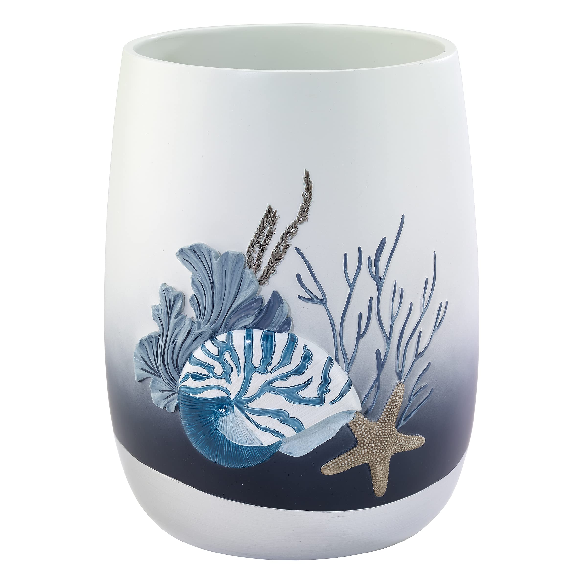 Avanti Linens - Waste Basket, Decorative Trash Can, Oceanscape Inspired Bathroom Decor (Blue Lagoon Collection)