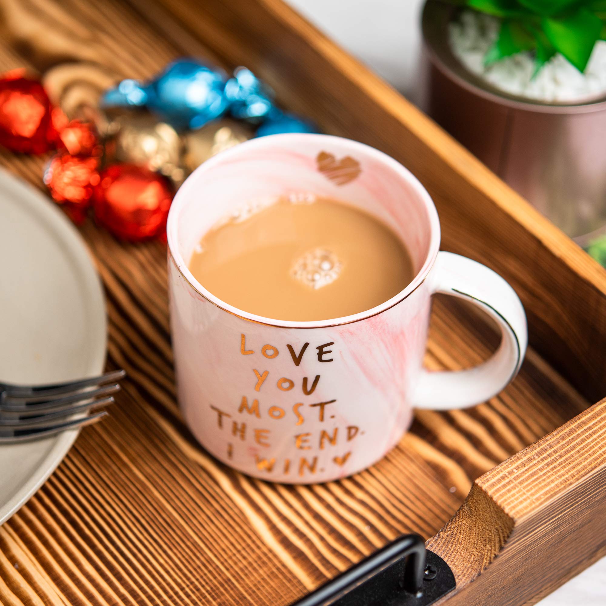 Girlfriend Anniversary  Birthday  Romantic Gift - Love You Most The End I Win - Cute Couple Gifts Ideas for Girlfriend  Wife  Fiance  Mom  Her  Couples - Pink Marble Mug  Ceramic 11.5oz Coffee Cup