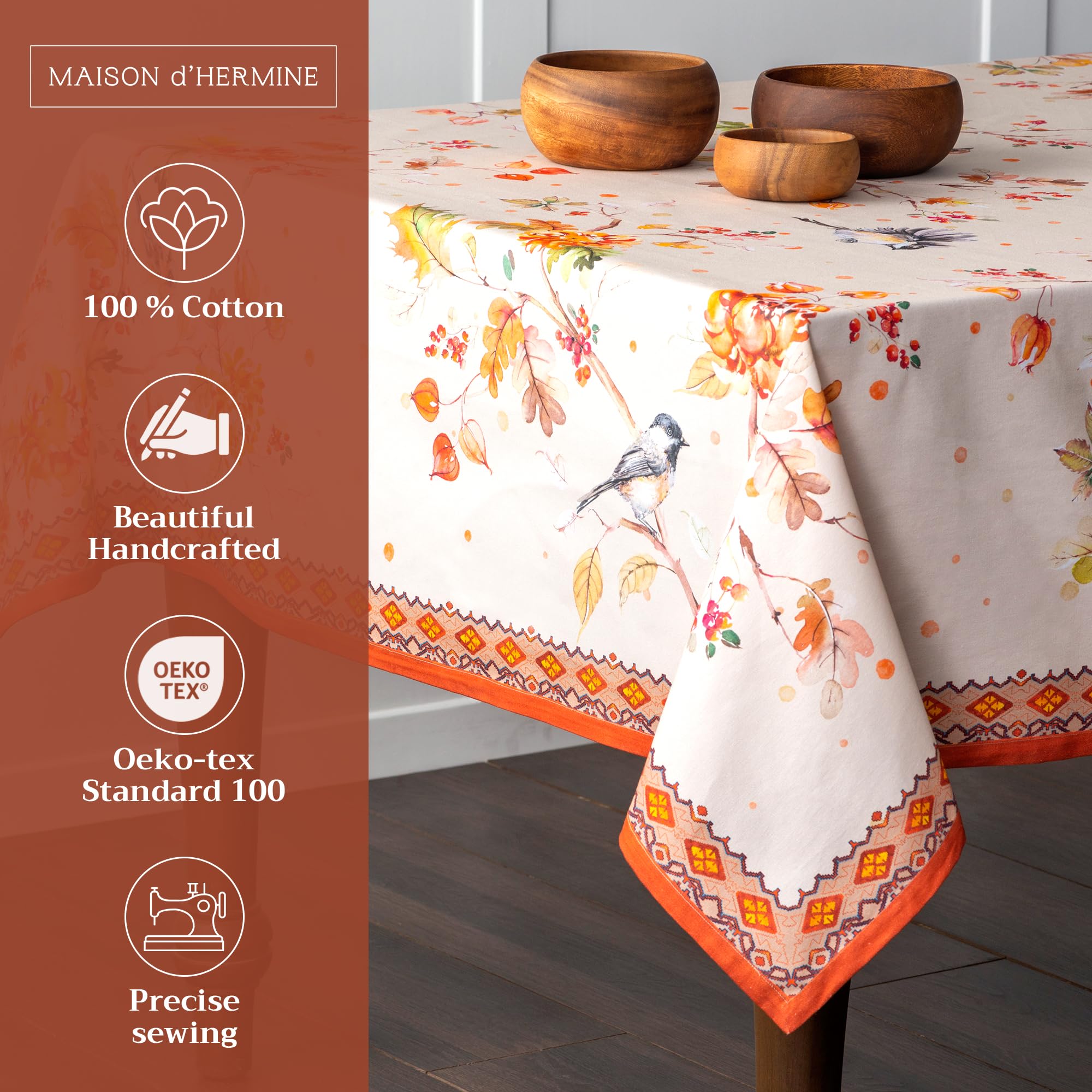 Maison D' Hermine Tablecloth 100% Cotton Table Cover Decorative Washable Rectangle Tablecloths, Kitchen, Dining & Camping, Kelim