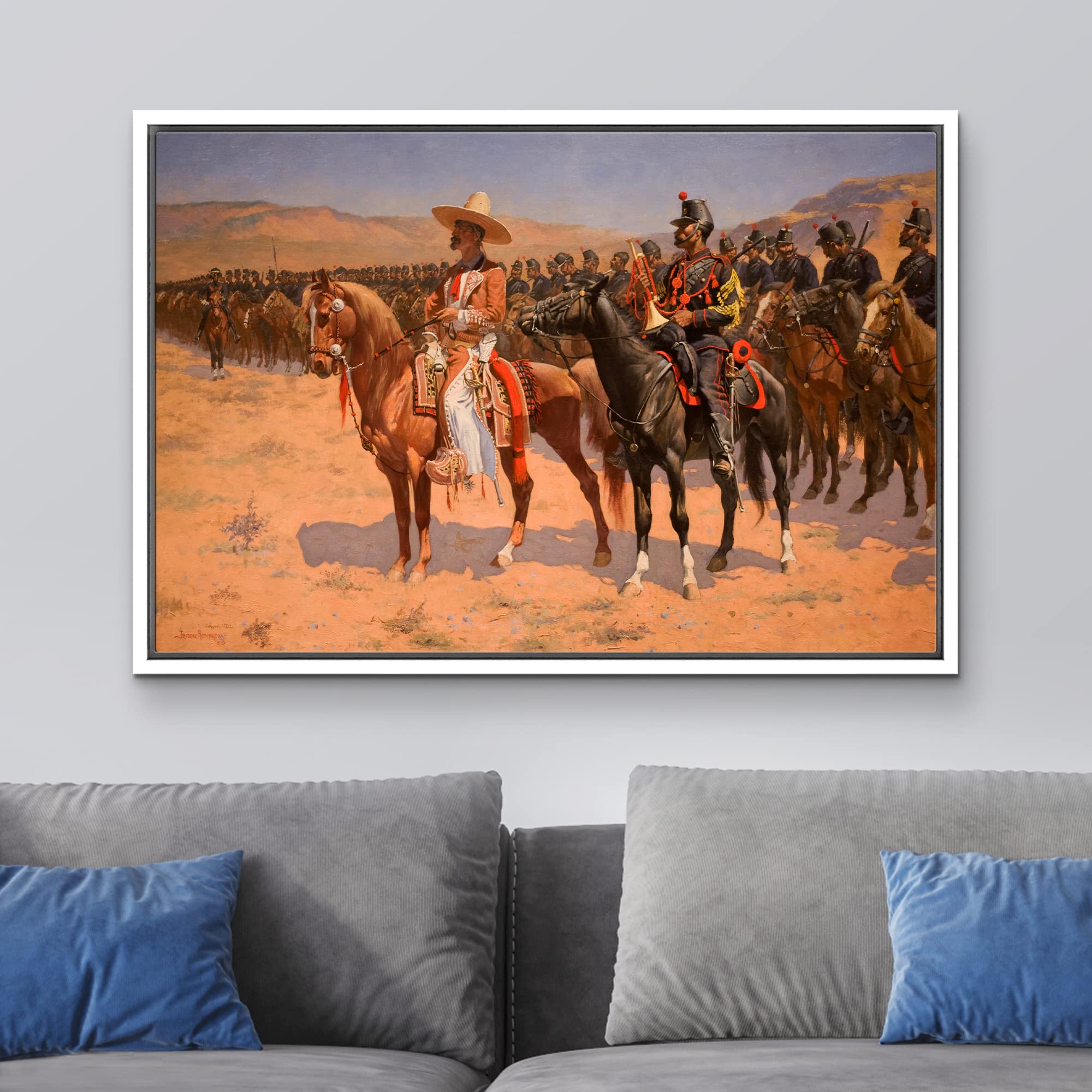 Wall26 The Mexican Major (1889) (The Wild West Or The Troops) By Frederic Remington - Framed Canvas Print Wall Art Famous Painti