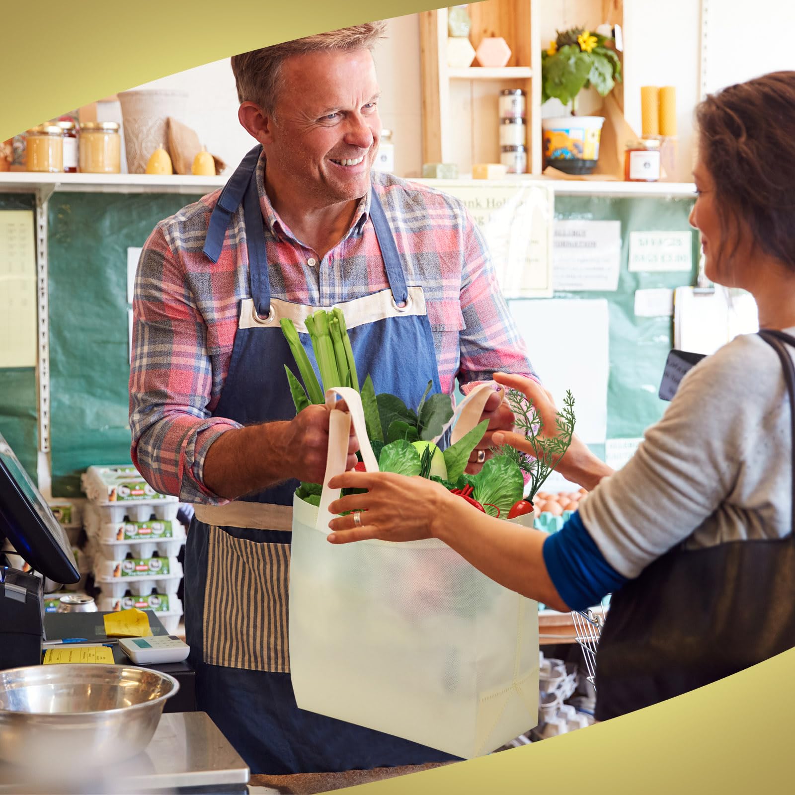 100 Pieces Reusable Totes Bag Set Non Woven Grocery Bag With Handles Fabric Portable Tote Bag Bulk(Beige)