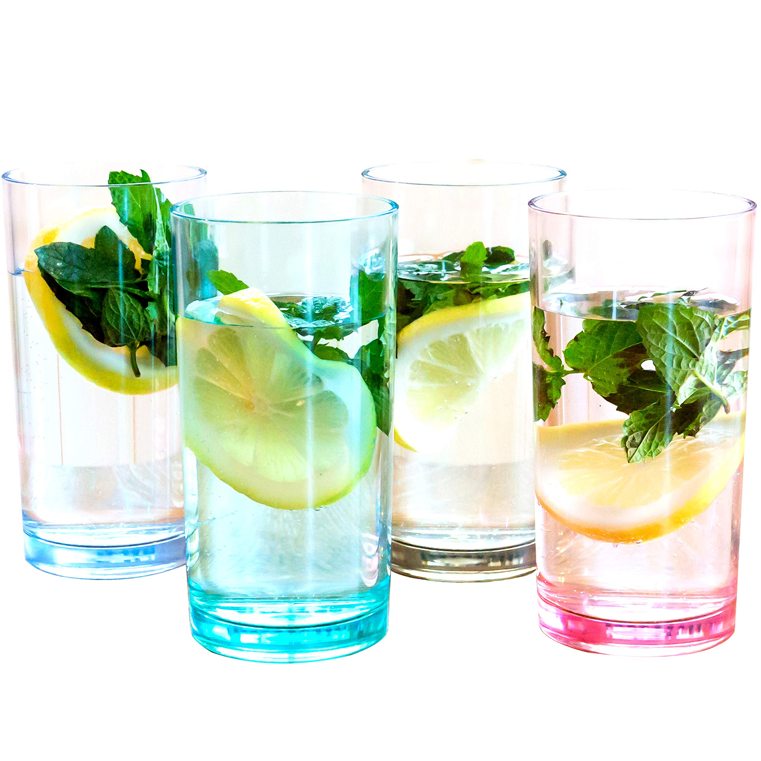 Youngever 8 Pack 16 Ounce Plastic Water Tumbler, Plastic Glasses, Reusable Plastic Cups, Unbreakable Glasses, Reusable | No Bpa