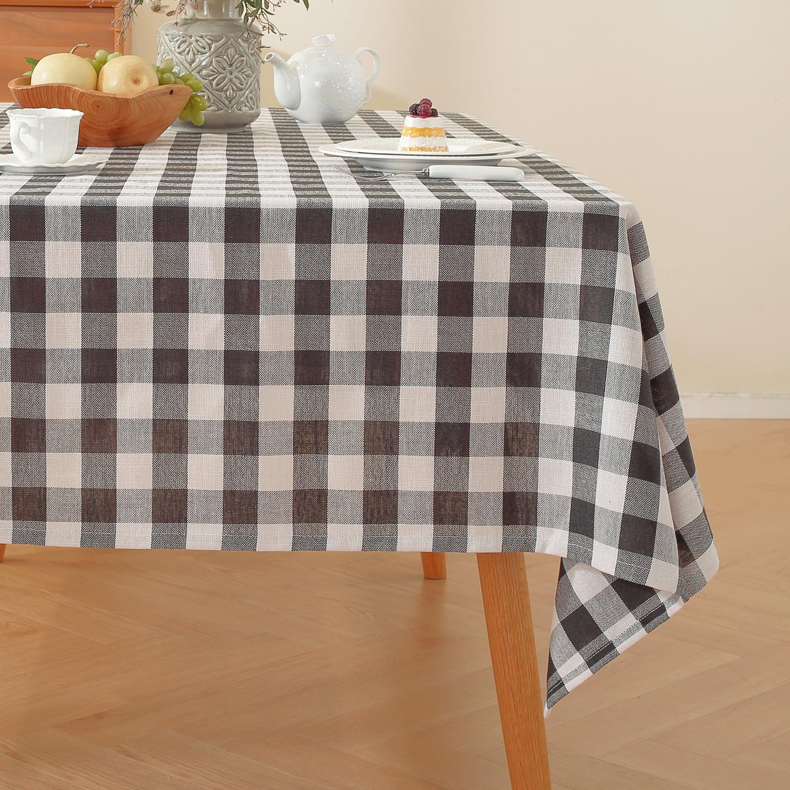 Alsoo Gingham Table Cloth Square Tablecloth Heavy Duty Cotton Checkered Tablecloths Linen Table Cover for Spring Picnic Kitchen 
