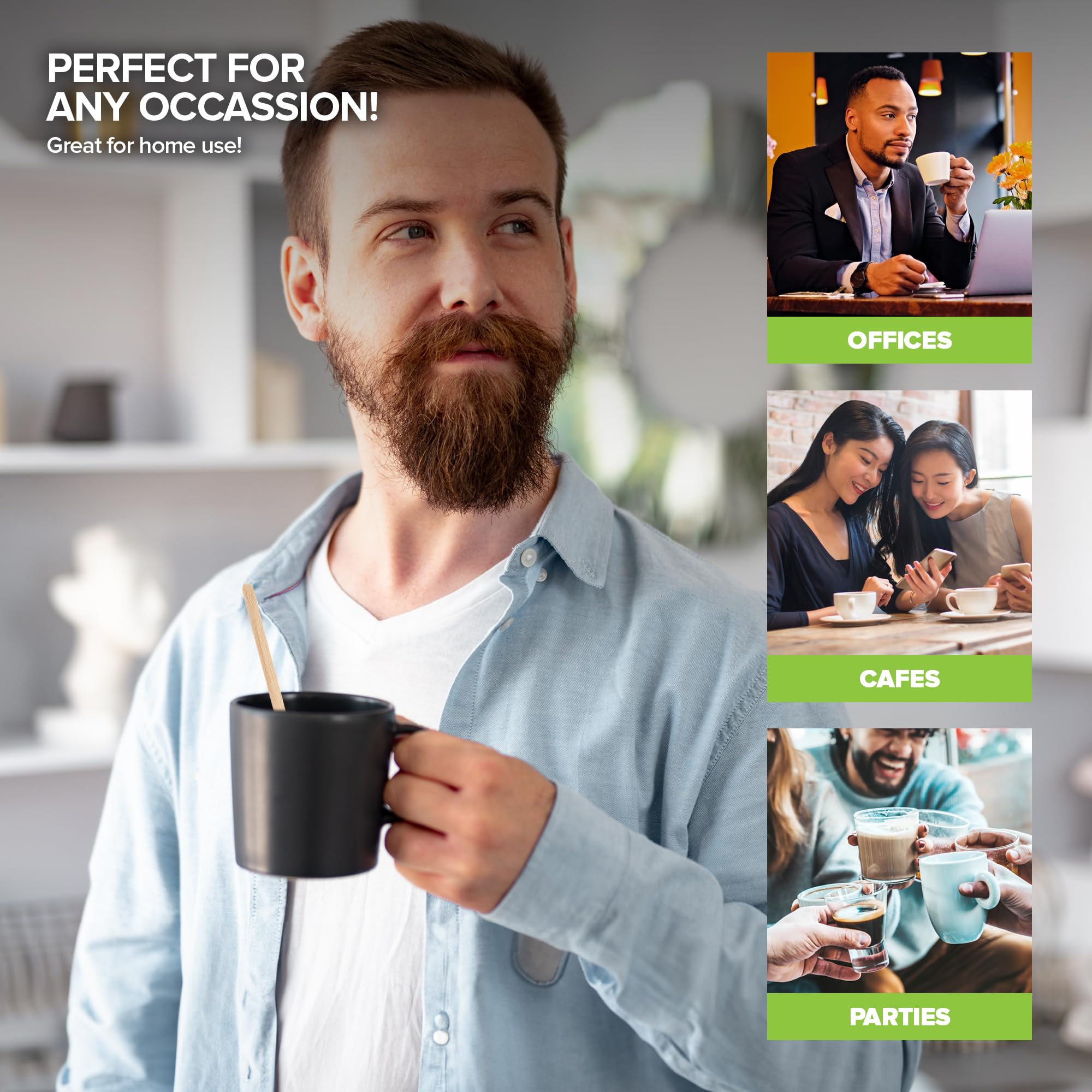 1000 Count Wooden Coffee Stir Sticks, Bulk Wood Stirrers For Coffee And Tea, Disposable Drink Stirrers For Hot Drinks, 7.5 Inch