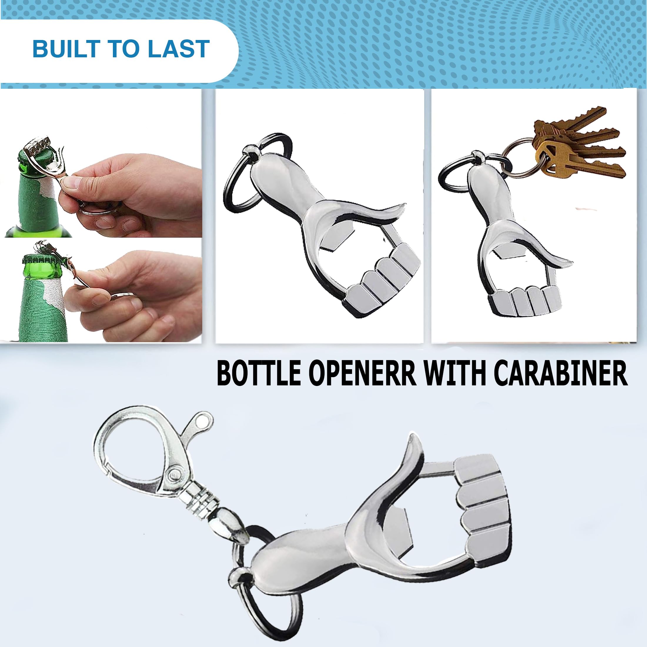 Stealodeal New Multifunctional Metal Key Chain Thumbs Up Hand Bottle Opener Key Ring Silver