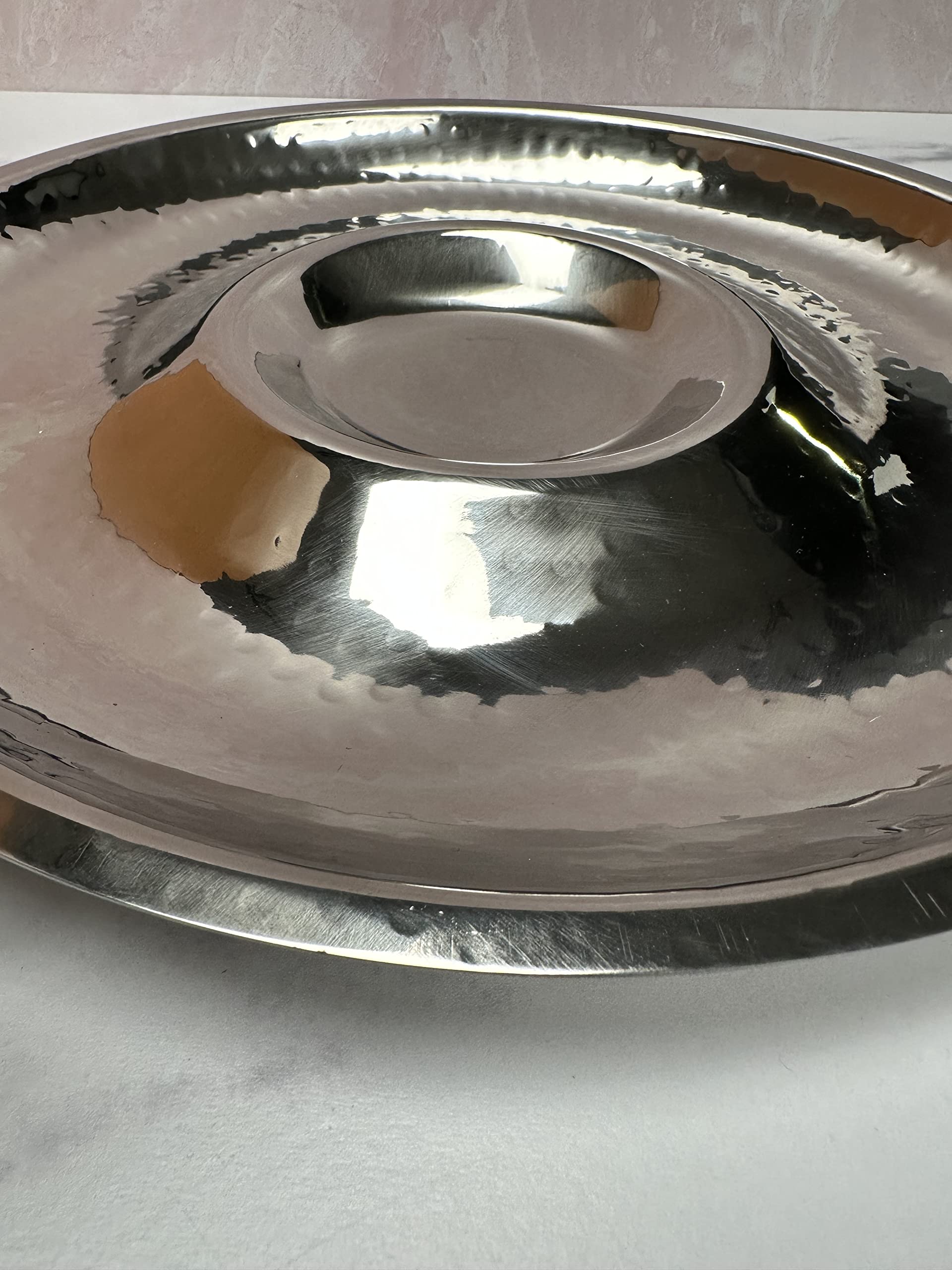 Decozen Chip And Dip Bowl With Orchid Accent - Elegant Serving Dish For Salad, Popcorn, Chips, Cereal, And Condiments - Fruit Bo