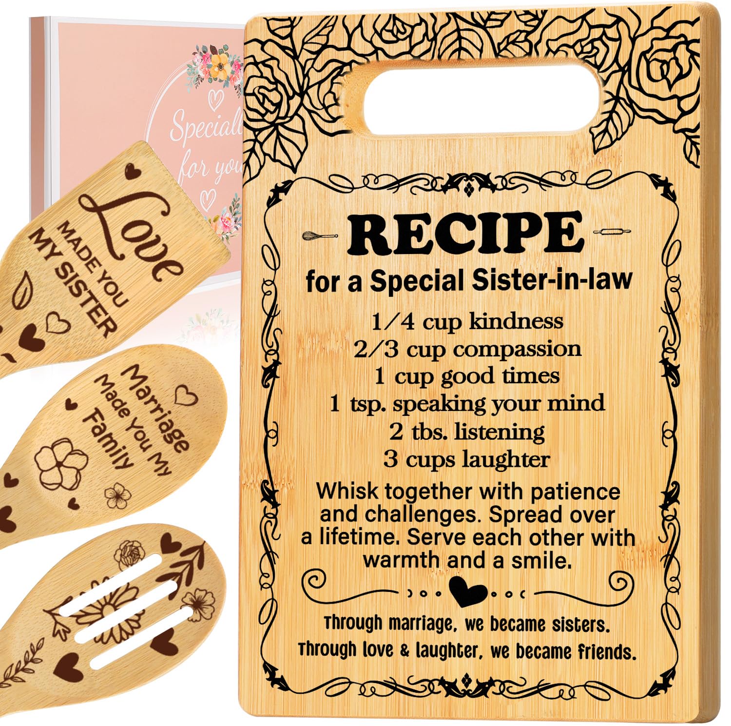 Sister in Law Birthday Gifts, Best Sister in Law Gifts from Sister, Cutting Board Set Gift for Sister-in-Law, Sister-in-Law Gift