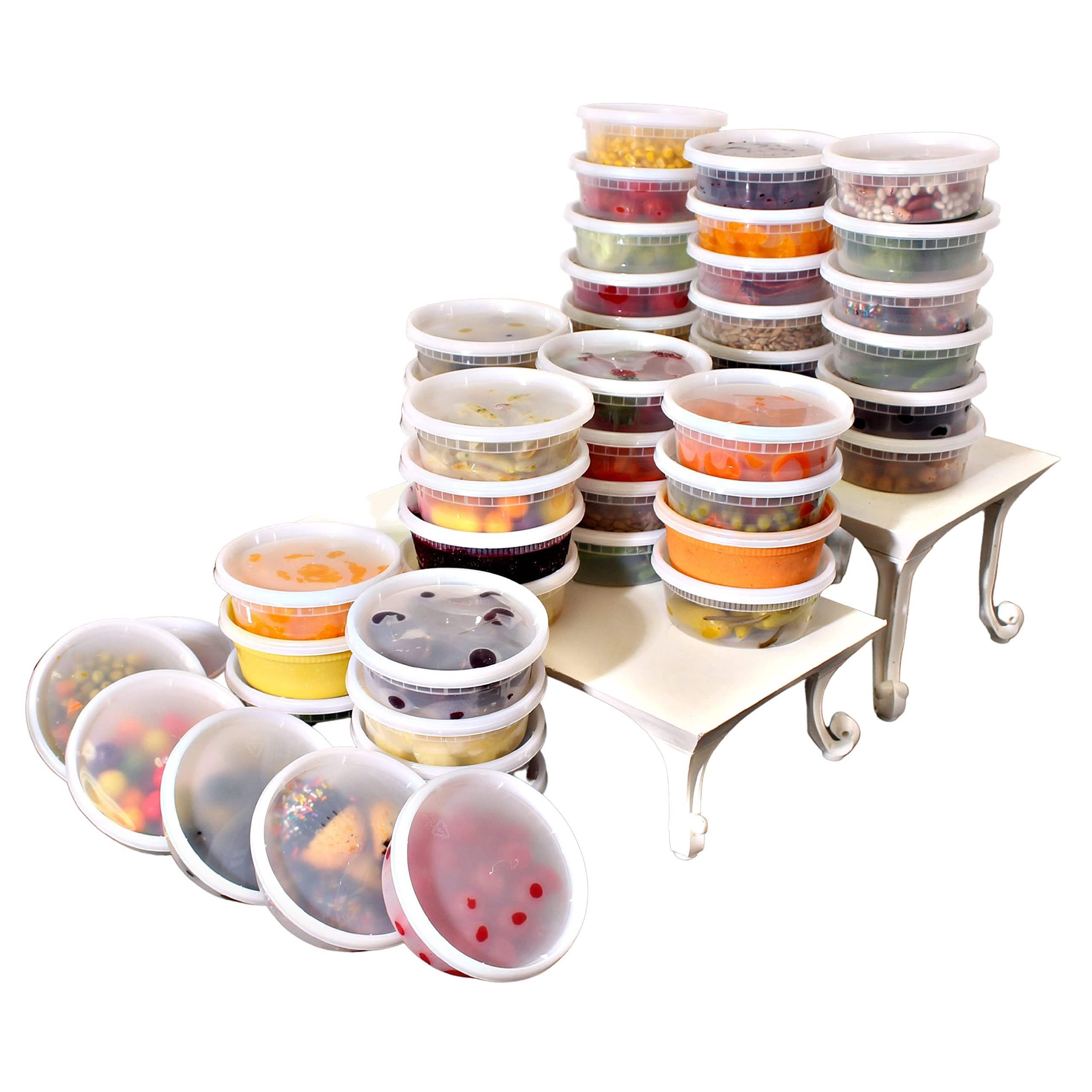 PARTY BARGAINS 64 oz Deli Containers with Lids - [14 Count] Half Gallon Round Clear Food Storage Containers  Microwavable  BPA-Free  Leakproof Takeout Container for Meal Prep