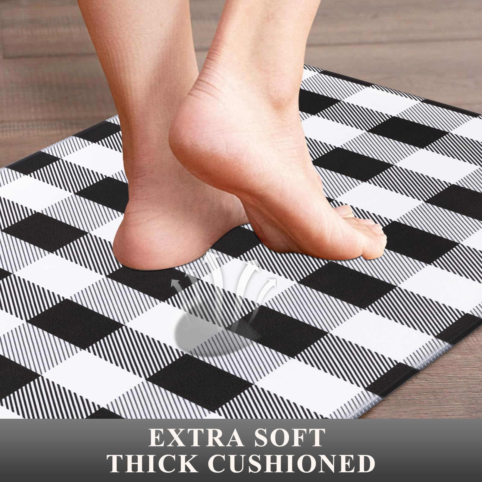 Pauwer Anti Fatigue Kitchen Mat Set Of 2, Farmhouse Kitchen Rugs Non Skid Washable, Cushioned Kitchen Mats For Floor, Waterproof