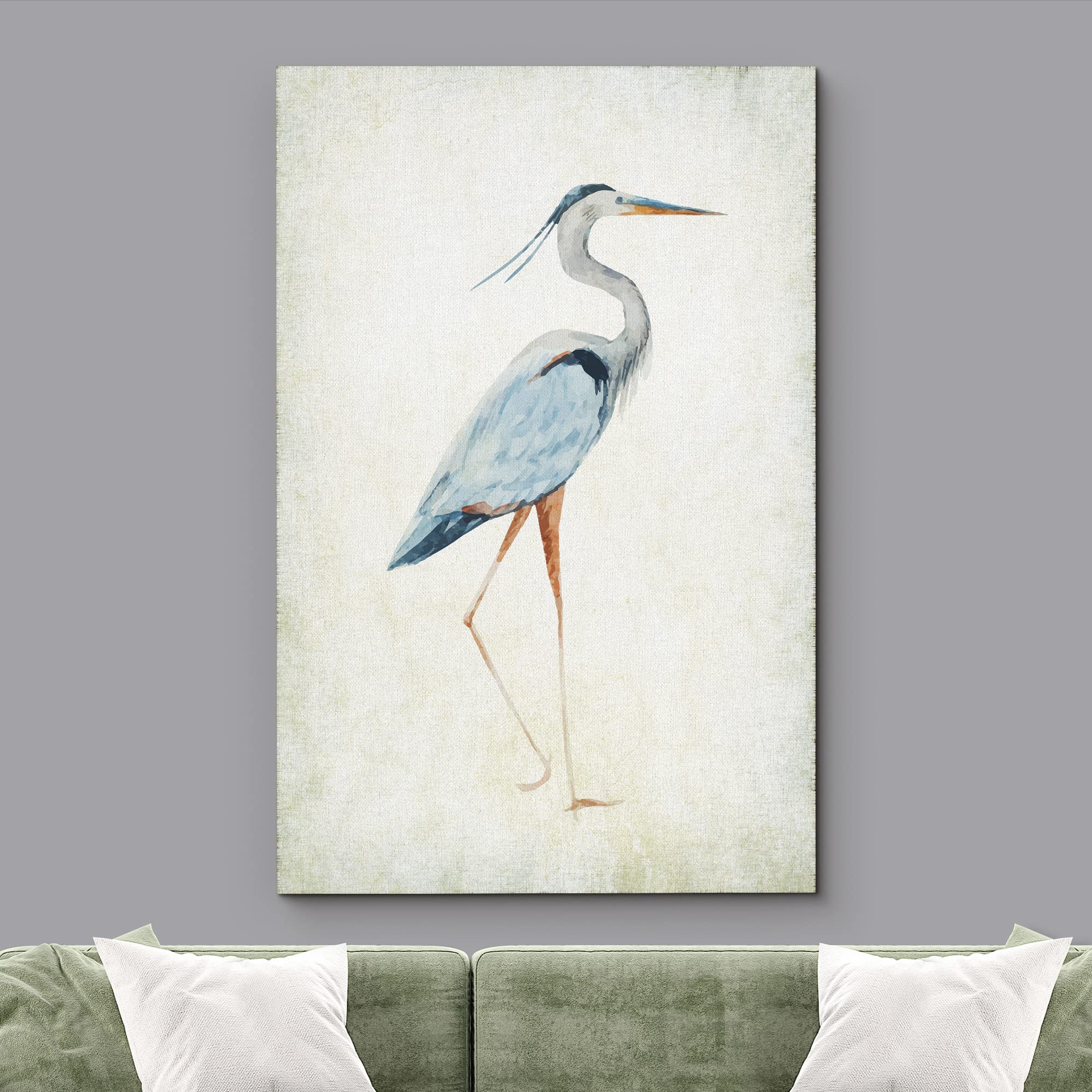 Wall26 - Canvas Wall Art - Heron Bird - Wild Animal - Gallery Wrap Modern Home Art | Ready To Hang - 16X24 Inches