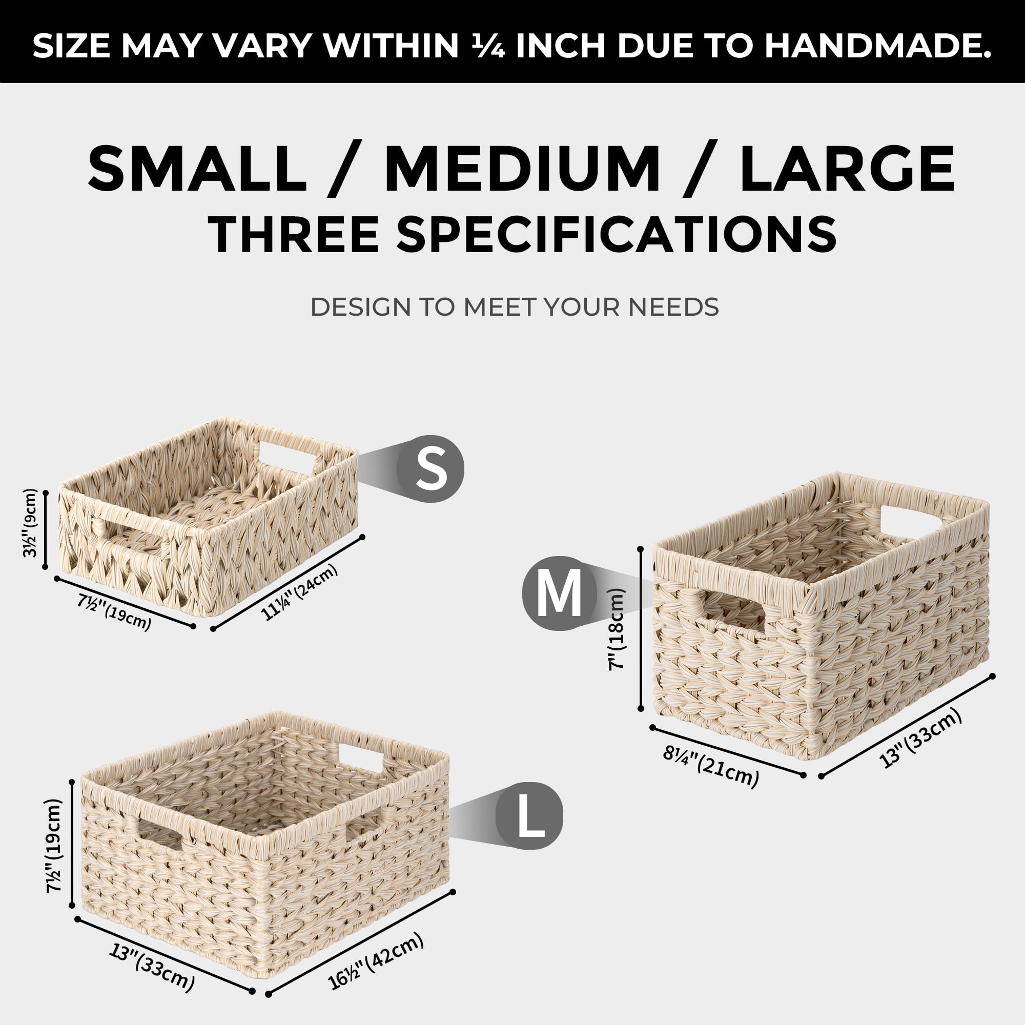 Granny Says Wicker Baskets For Organizing, Storage Basket For Shelves, Shelf Baskets With Handles, Waterproof Woven Basket For L