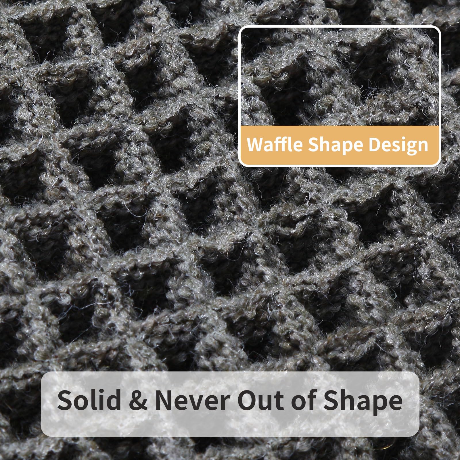 Hughapy Waffle Bath Mat, Upgraded Waffle Design Super Absorbent And Slip-Resistant Bath Mat With Fringe And Back Rubber Non-Slip