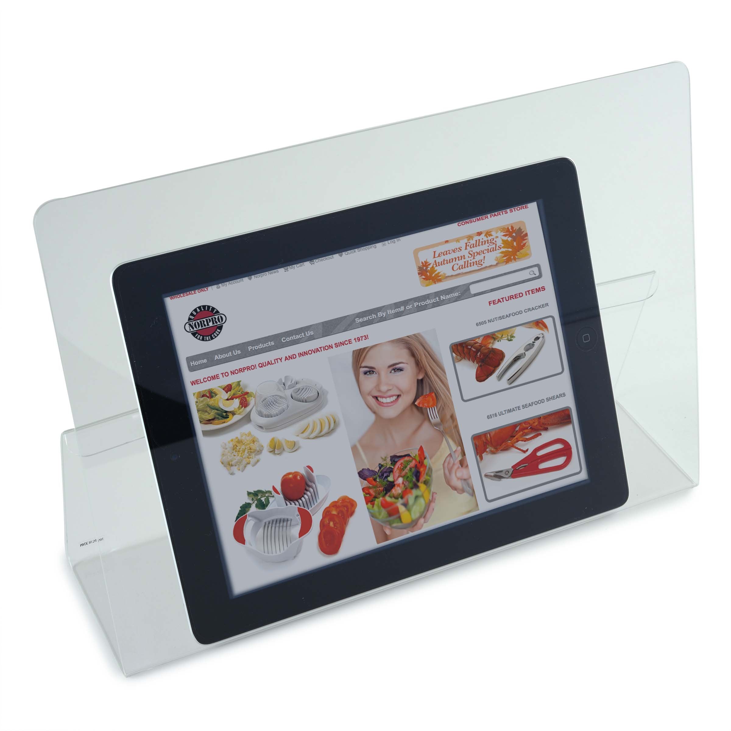 Norpro Acrylic Cookbook / Ipad / Tablet Holder, 9''D X 12.5''W X 3.25''H
