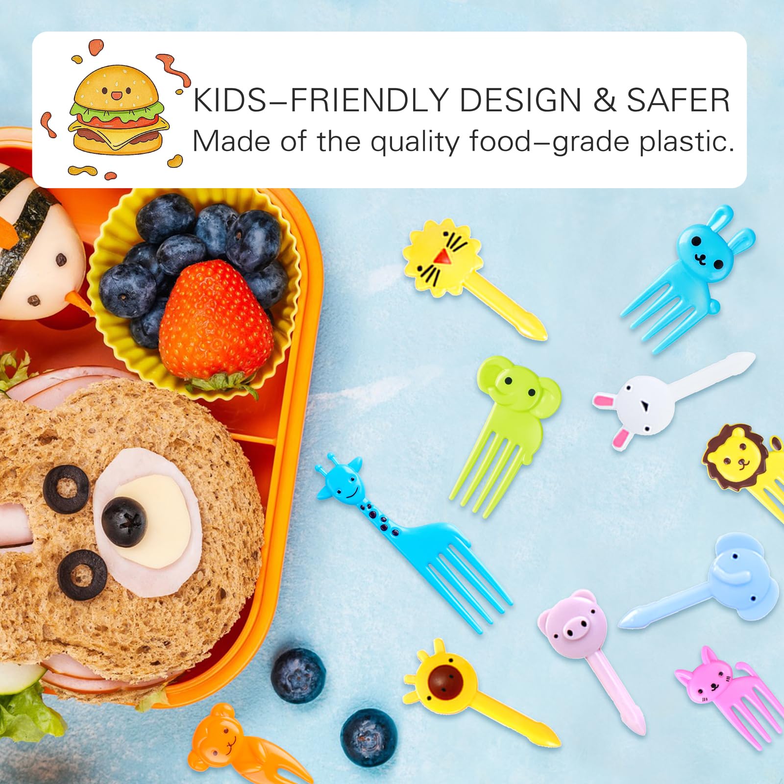 150Pcs Animal Food Picks For Kids, Vicuna R Fun Kids Food Picks For Bento Box Accessories, Reusable Toddler Fruit Toothpicks, Cu