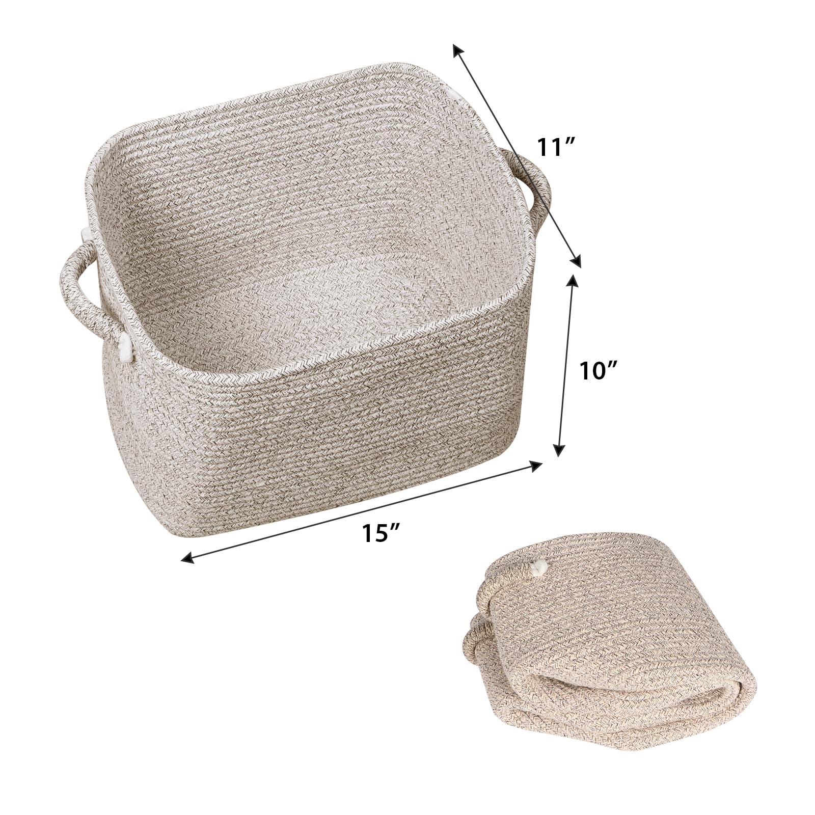 Kntiwiwo Storage Baskets For Organizing 15   X11   X10    Rope Storage Baskets For Shelves With Handles, Decorative Closet Baske