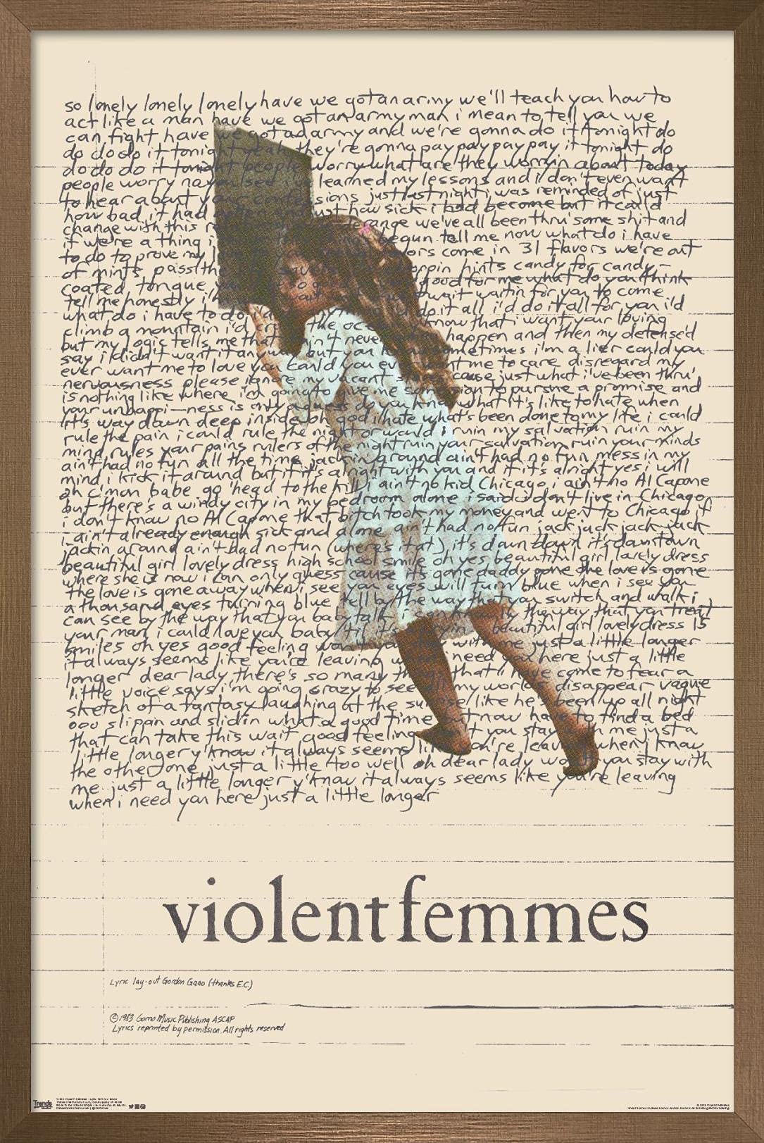 Trends International Violent Femmes - Lyric Girl Tea Towel Wall Poster, 14.725'' X 22.375'', Bronze Framed Version
