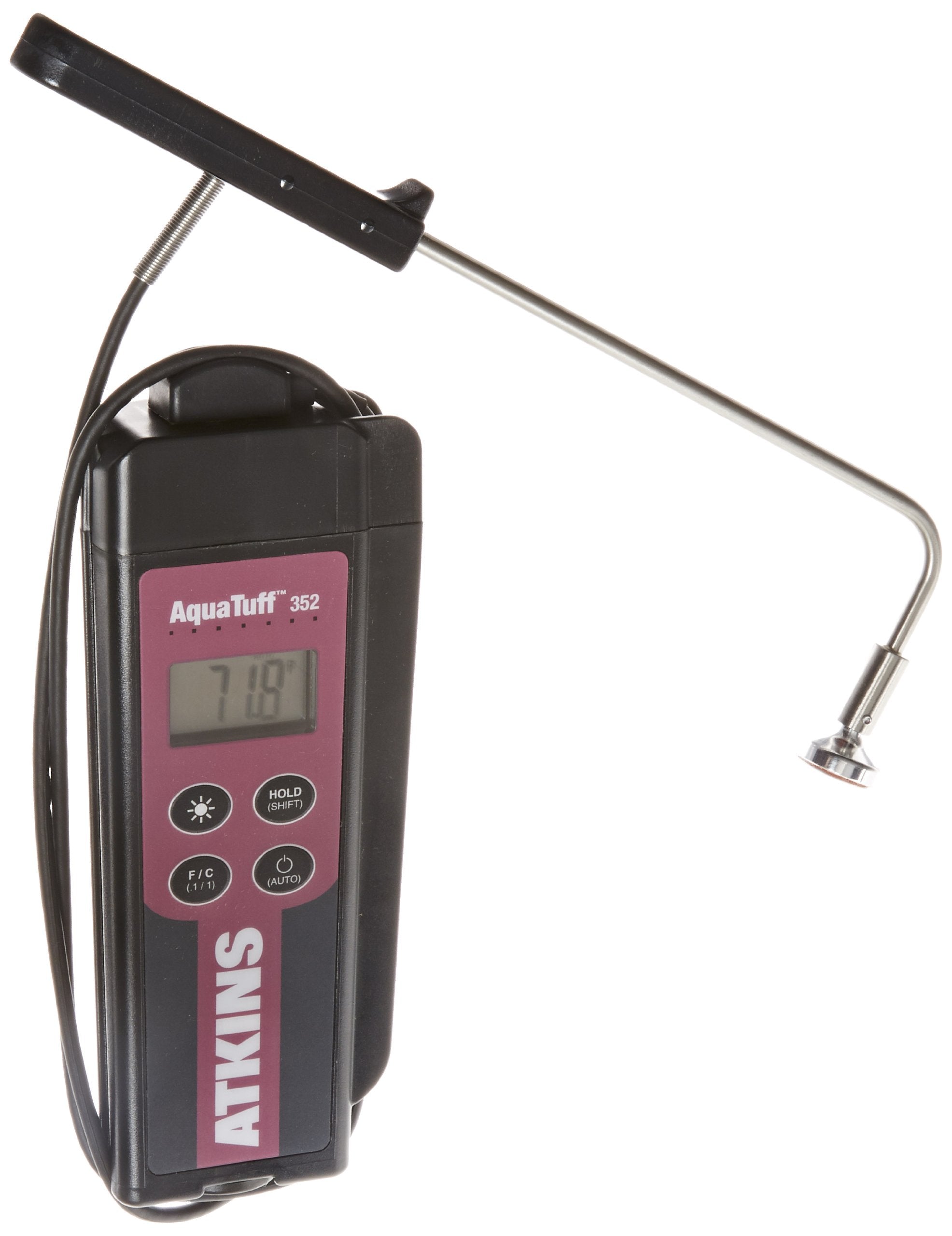 Cooper-Atkins 35235 Series 352 AquaTuff Wrap and Stow Waterproof Thermocouple Instruments with Angled Surface Probe, -100 to 500
