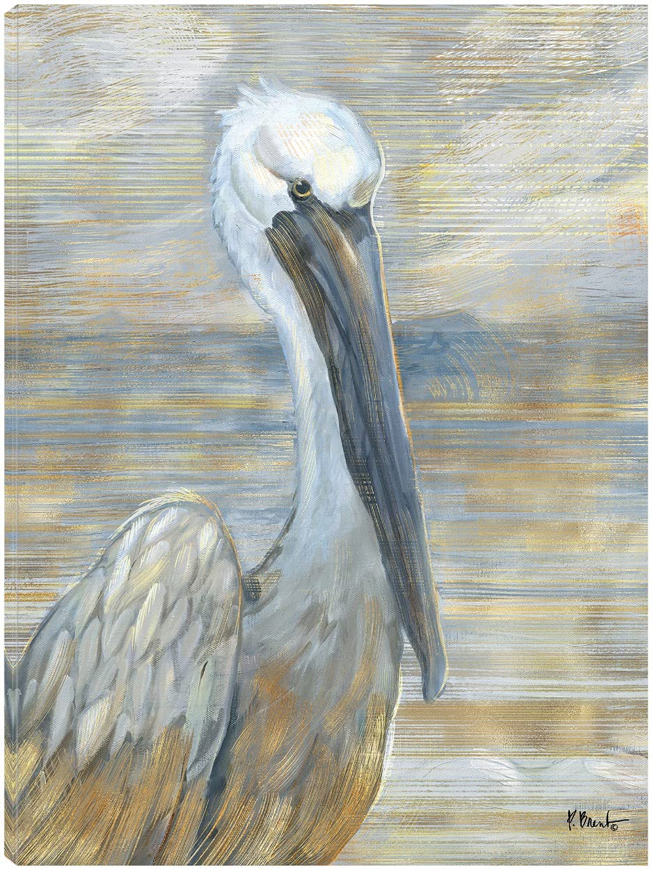 Fine Art Canvas Golden Salty Pelican Canvas Wall Decor By Artist Paul Brent For Living Room, Bedroom, Bathroom, Kitchen, Office,