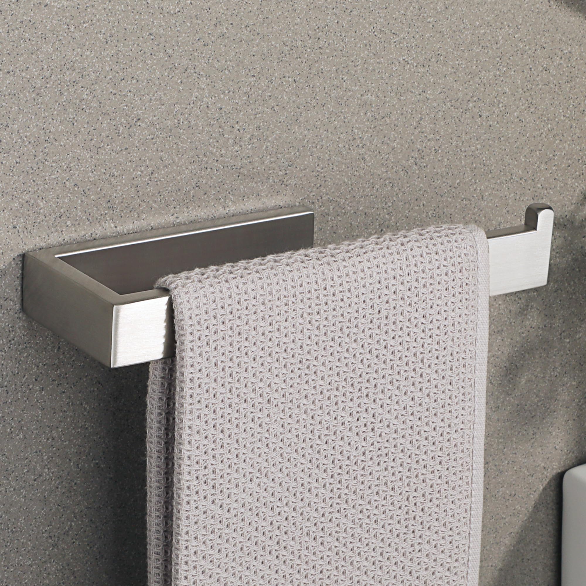 Sayayo Brushed Nickel Towel Ring For Bathroom, 10 Inch Hand Towel Bar Towel Rack Towel Holder Wall Mounted Square, Sus304 Stainl