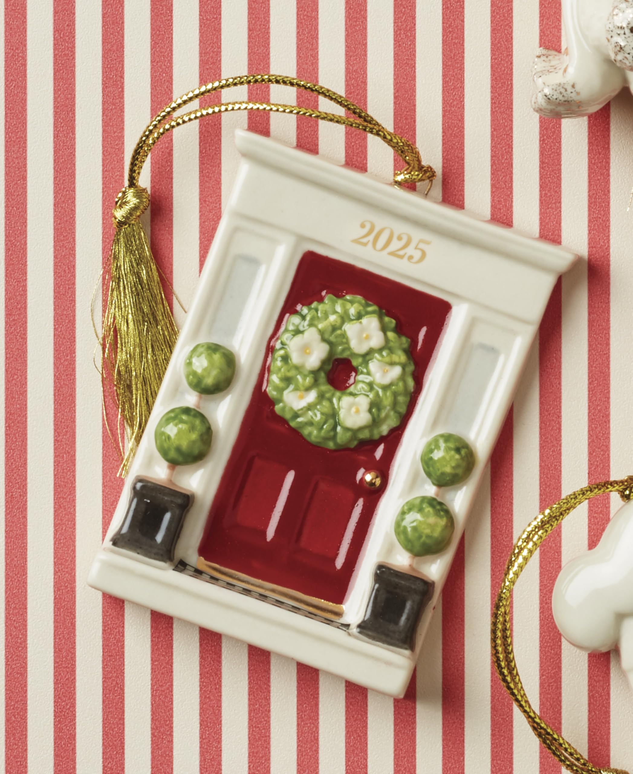 Lenox 2025 Our New Home Porcelain Ornament - Multicolor House Door Design with Gold Accents, 1 Count for Christmas Tree Decoration