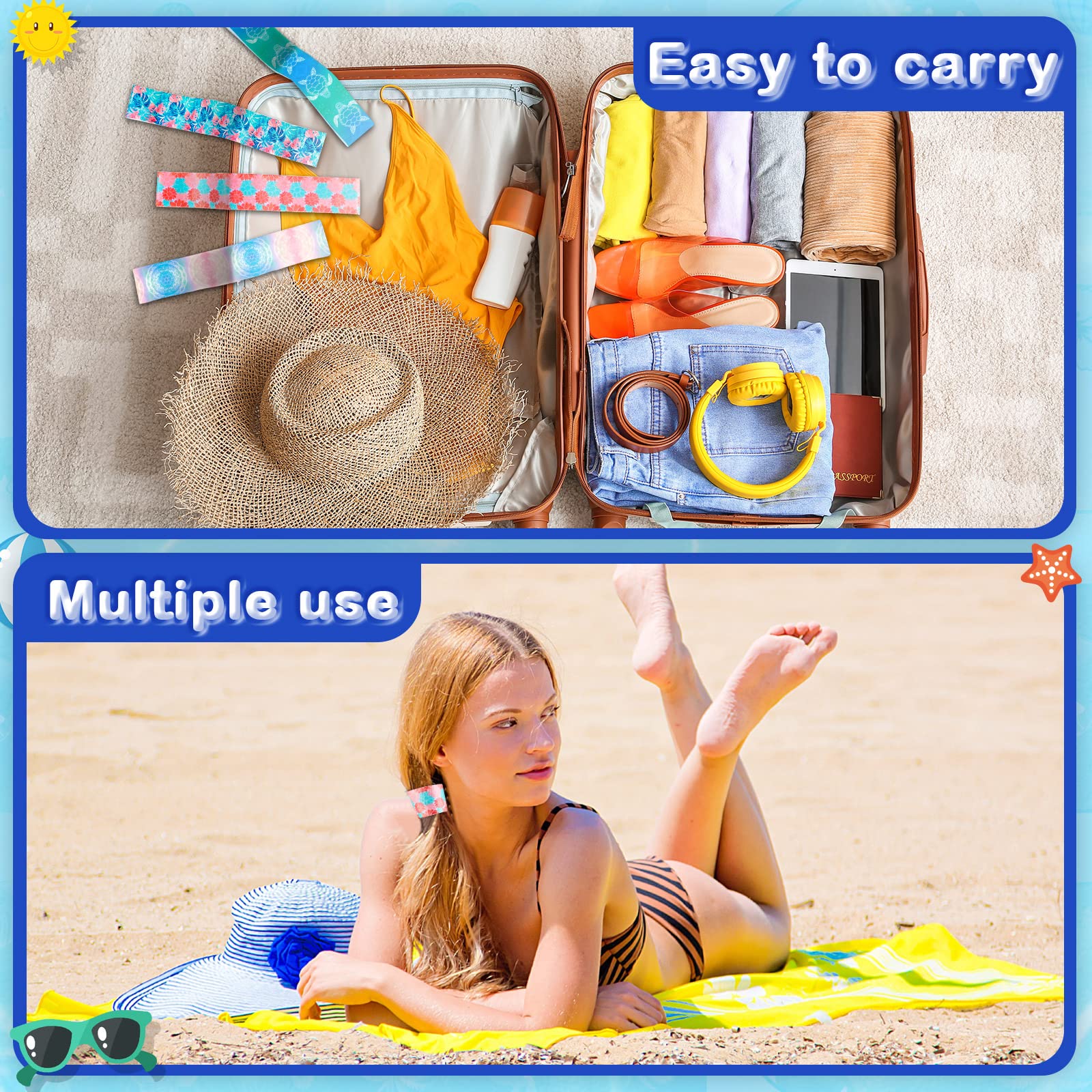 Boao 8 Pack Large Towel Bands For Beach Chairs 15.75 X 1.97 Inch Cruise Towel Clips For Lounge Beach Pool Chairs Towel Strap Hol