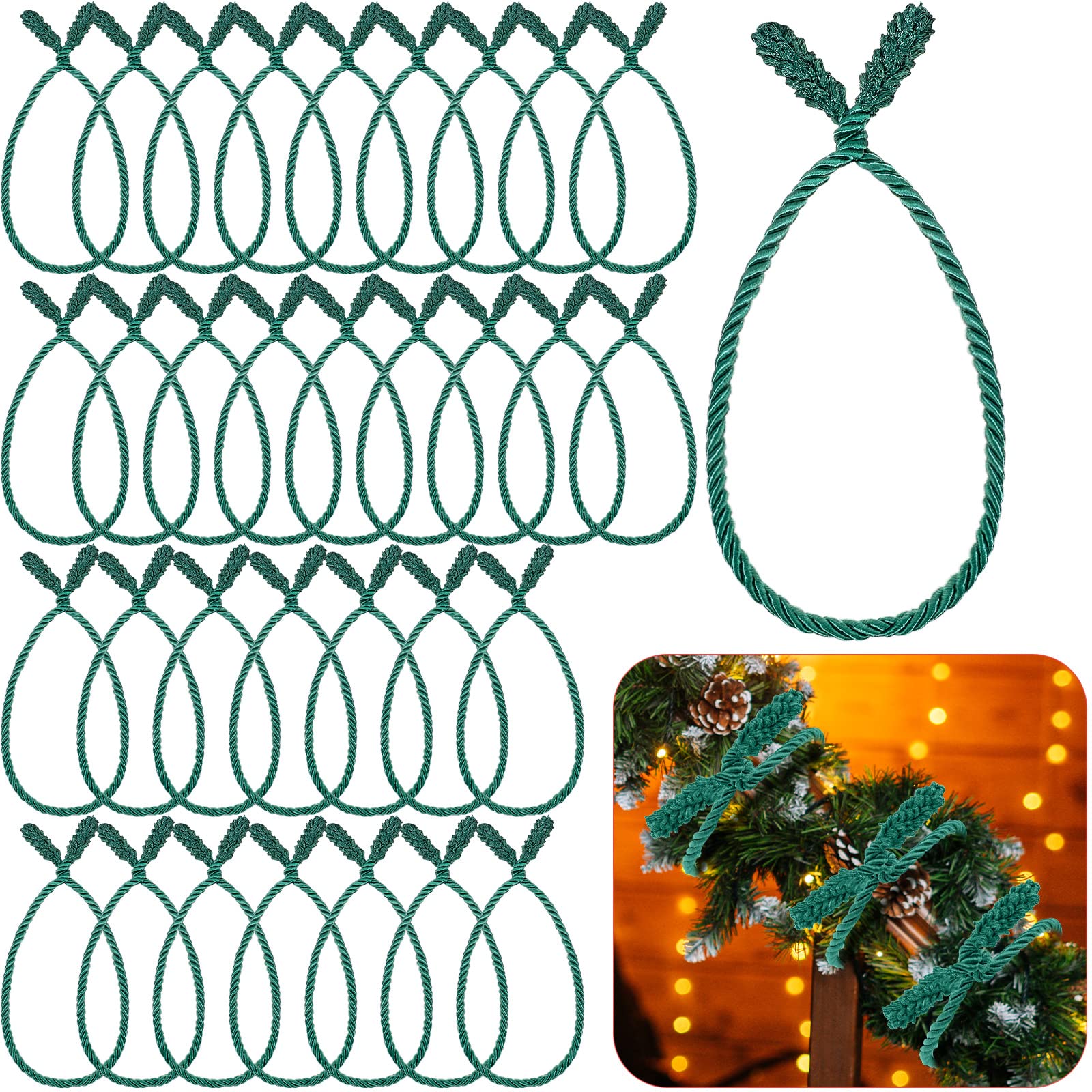 Zhengmy 32 Pcs 20 Inches Christmas Garland Ties Christmas Decorative Twist Ties for Banister Reusable and Flexible Twist for Xma