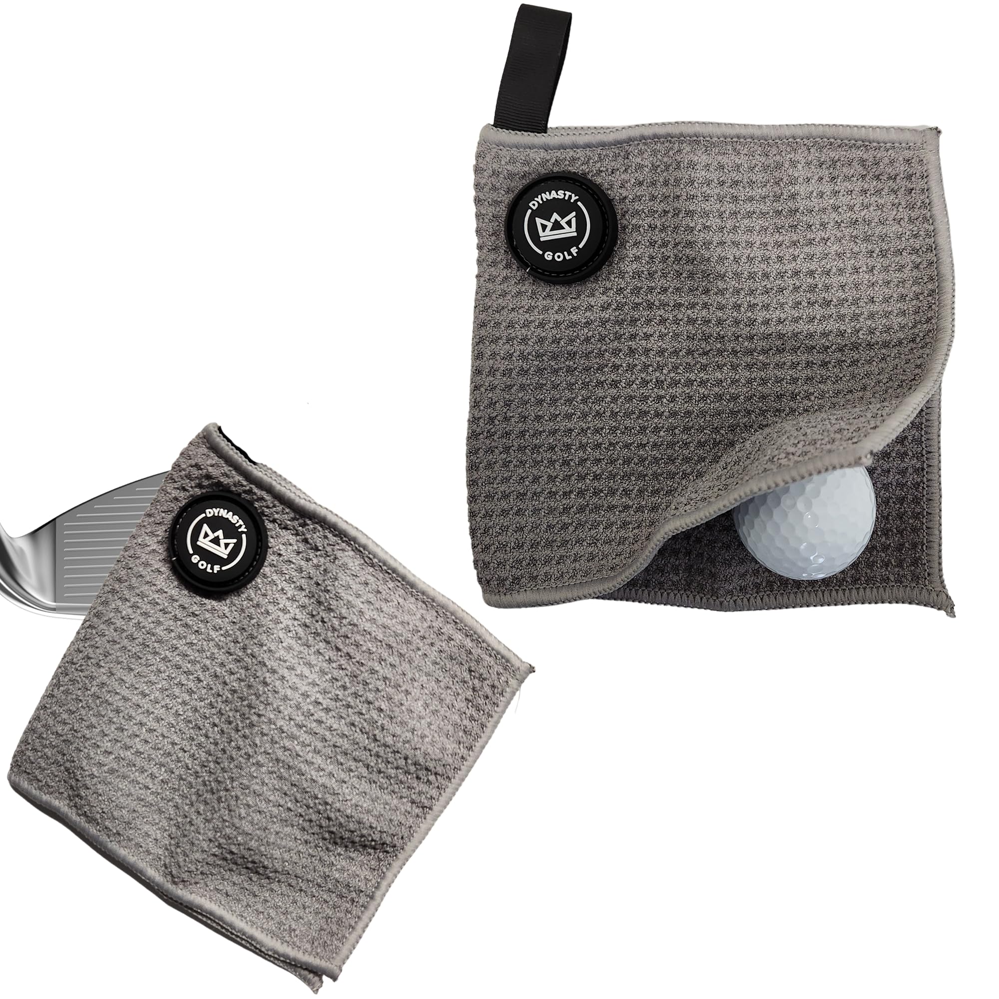 Golf Ball Cleaning Towel, Pocket-Size Greenside Mini Golf Towel with Magnetic Pickup, Waffle Microfiber