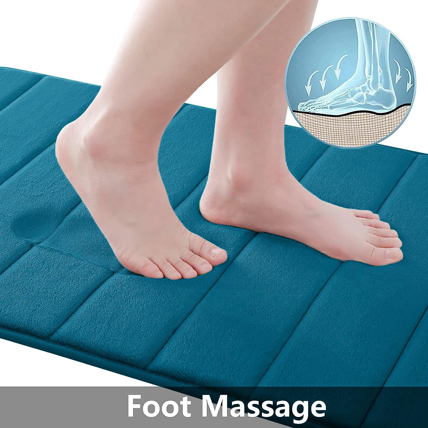 Buganda Memory Foam Bath Mat Rug  60 '' x 24 ''  Ultra Soft and Non-Slip Bathroom Rugs  Water Absorbent and Machine Washable Bath Rug Runner for Bathroom  Shower  and Tub  Peacock Blue