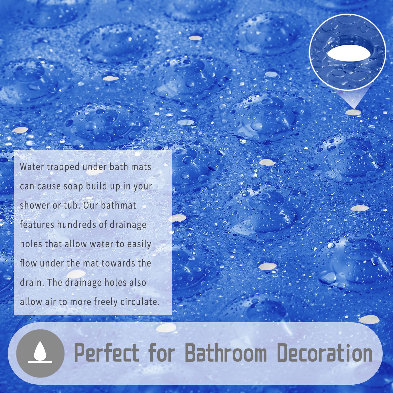 Yimobra Original Bathtub Mat Non-Slip, Extra Long 40 X 16 Inch, Shower Mats For Bathroom Tub With Drain Holes, Machine Wash, Suc