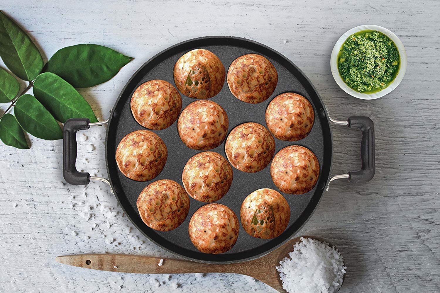 G&D 12 Pit Appam Maker Stainless Steel Lid Paniyaram Pan Appam Patra Paniyarakkal Tawa Nonstick Appam Baking Tray Takoyaki Pan A