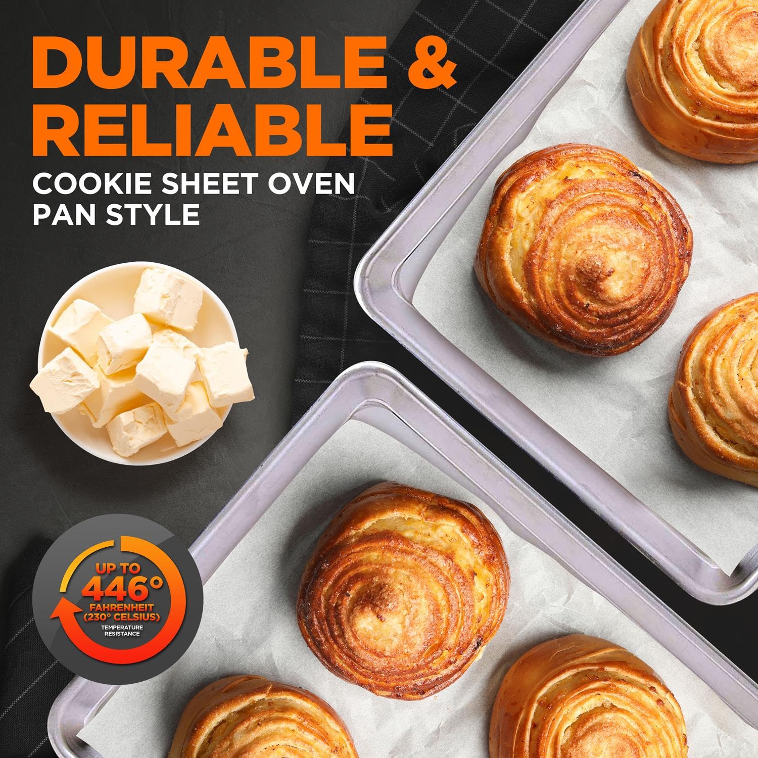 Nutrichef Non Stick Baking Sheets, Cookie Pan Aluminum Bakeware, Professional Quality Kitchen Cooking Non-Stick Bake Trays With