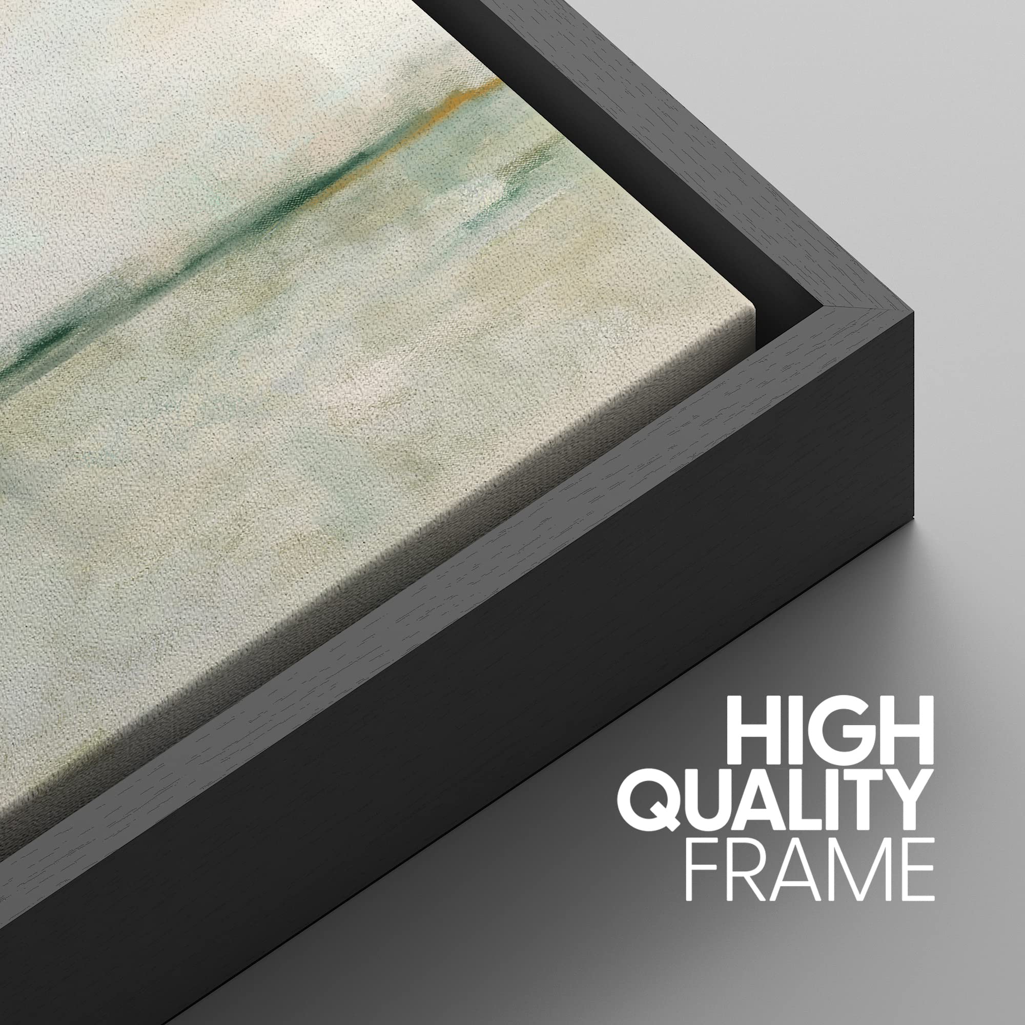 SIGNWIN Framed Canvas Print Wall Art Set Grunge Tan Green Pastel Landscape Shapes Abstract Illustrations Modern Art Decorative Nordic Calm/Zen for Living Room  Bedroom  Office - 16''x24''x3 Black