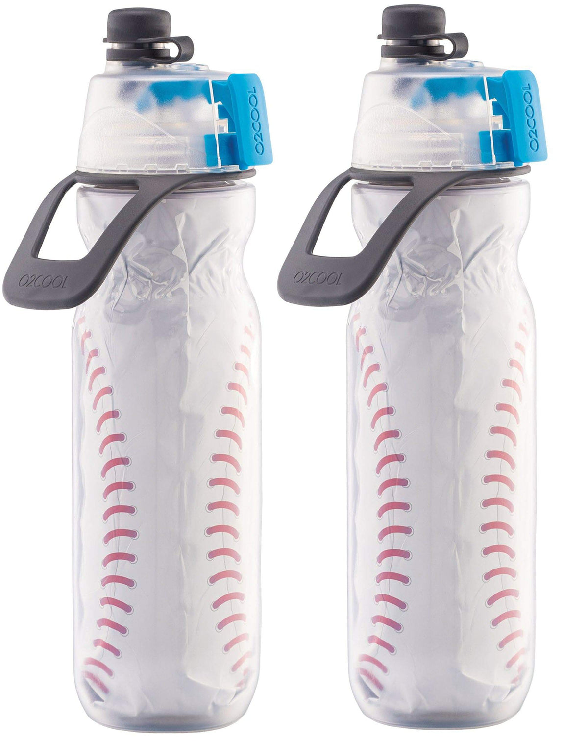 O2Cool Mist 'N Sip Misting Water Bottle 2-In-1 Function With No Leak Pull Top Spout Sports Reusable Water Bottle - 20 Oz (2 Pack