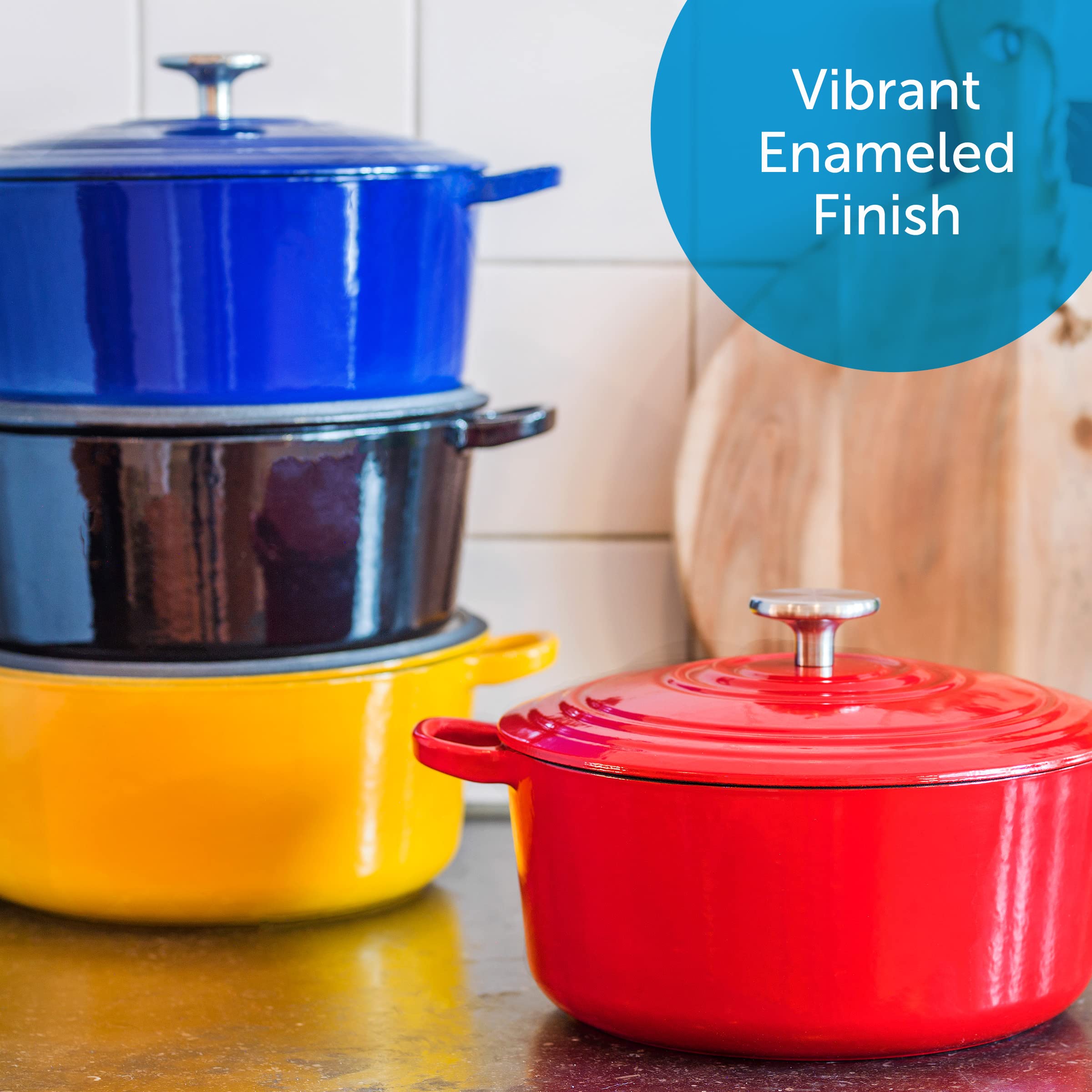 Bk Bourgogne Enameled Cast Iron Induction 5.3Qt Nonstick Dutch Oven, Pfas Free, Dishwasher Safe, Chili Red