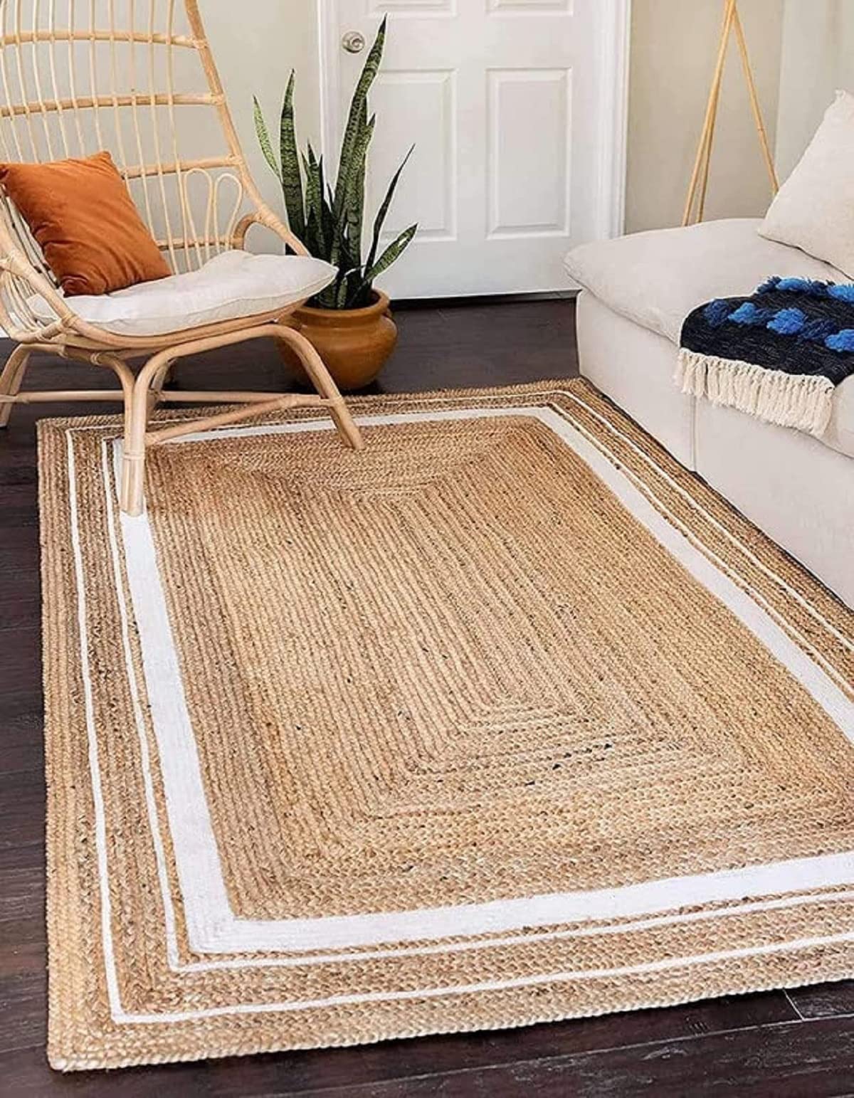 Bucket Fly Cotton And Jute Rug Carpet,Rug Area | Bedside Runner | For Bedroom & Kitchen, Office, Braided Reversible Carpet For D