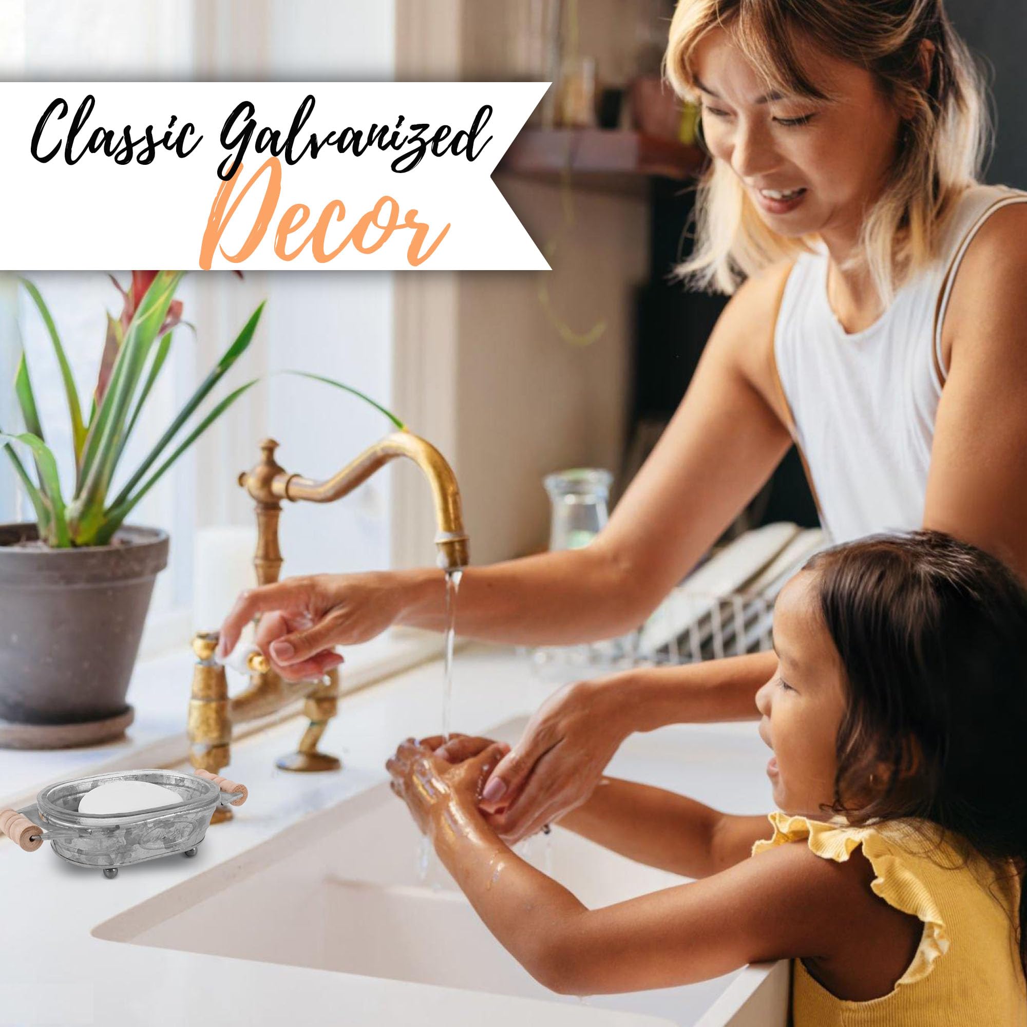 Autumn Alley Galvanized Farmhouse Soap Dish For Bathroom - Fun Kitchen Soap Tray - Farmhouse Bathroom Accessories - Rustic Soap