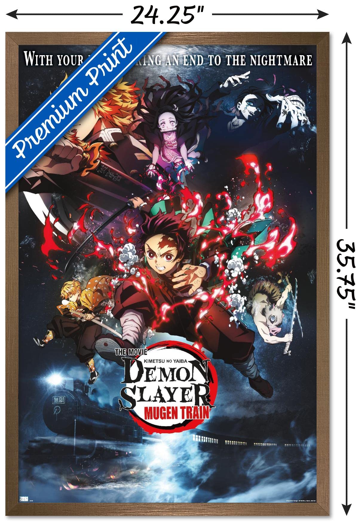 Trends International Demon Slayer: Mugen Train - Collage One Sheet Wall Poster, 22.375'' X 34'', Bronze Framed Version