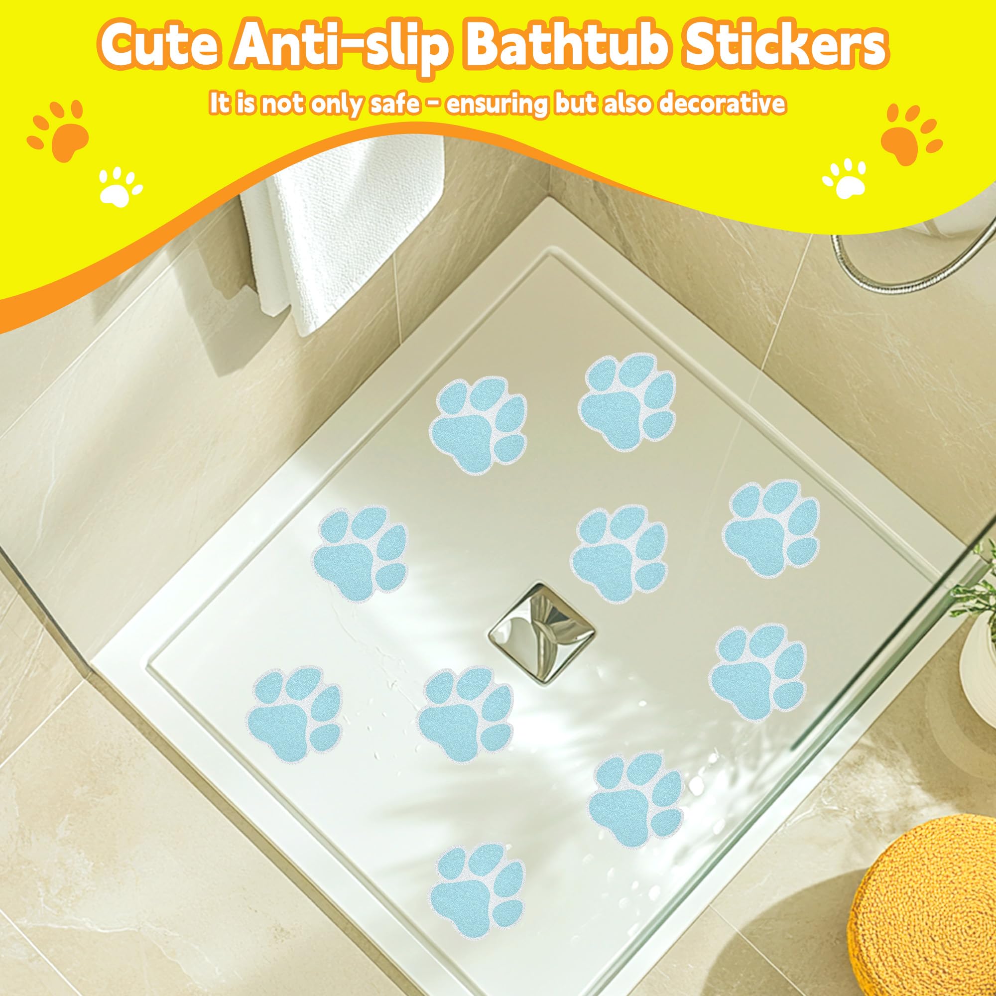 Secopad Non-Slip Bathtub Stickers  20 Large PCS Safety Bathroom Tubs Showers Treads Adhesive Decals Scraper (Blue)