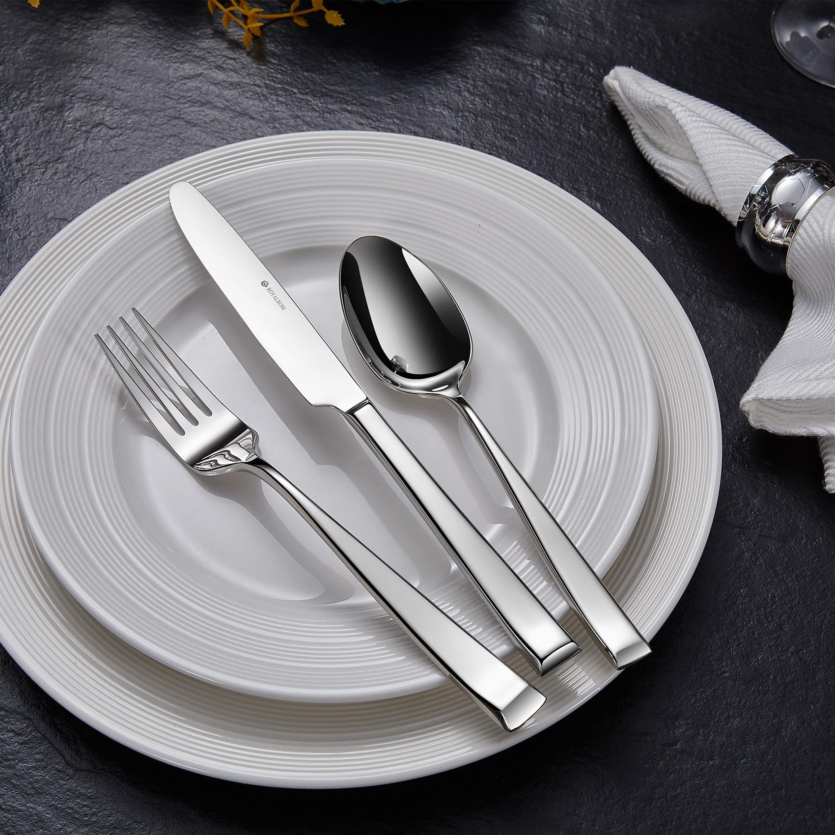 Royalrose 20-Piece Alexander Fine Silverware Set, Service For 4, 18/10 Stainless Steel, Well Made, Dishwasher Safe, Heavy Duty F