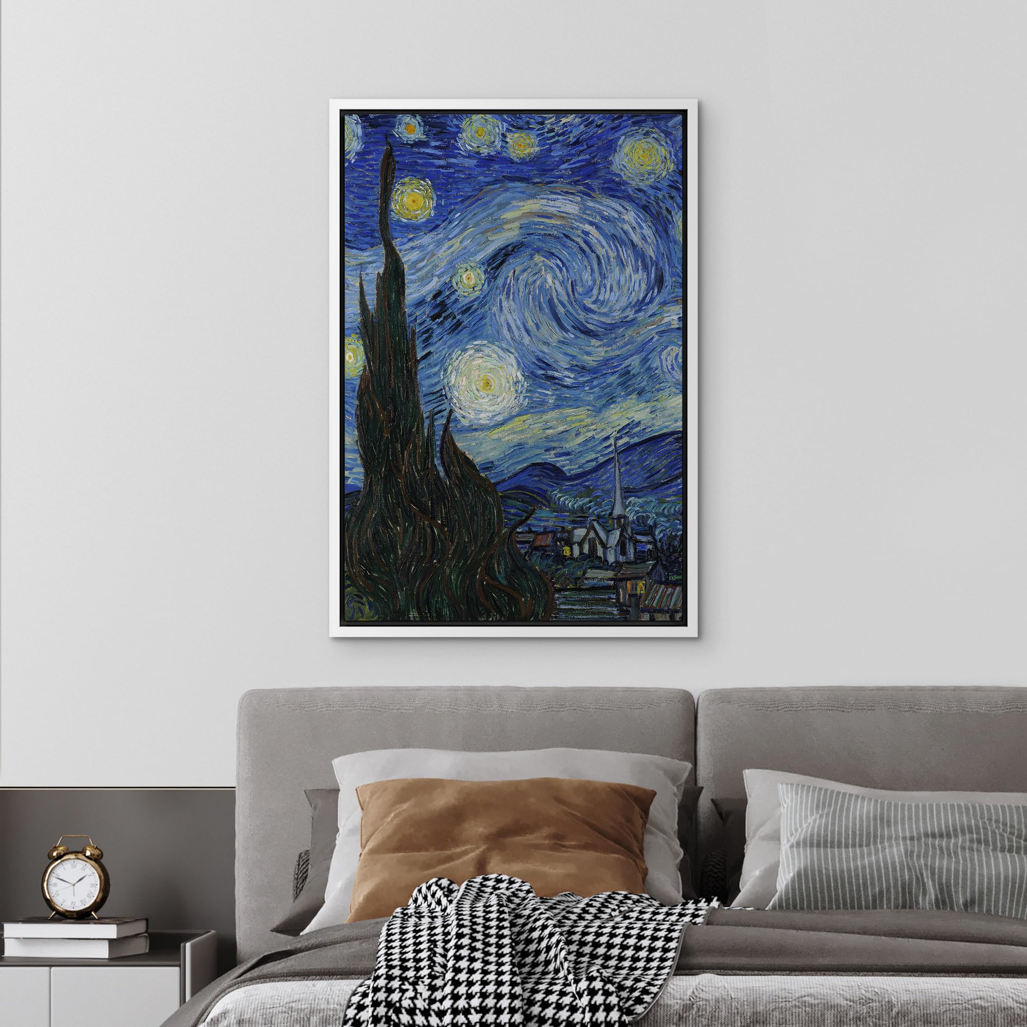 Wall26 Framed Canvas Print Wall Art Starry Night By Vincent Van Gogh Nature Wilderness Illustrations Modern Art Decorative Flora