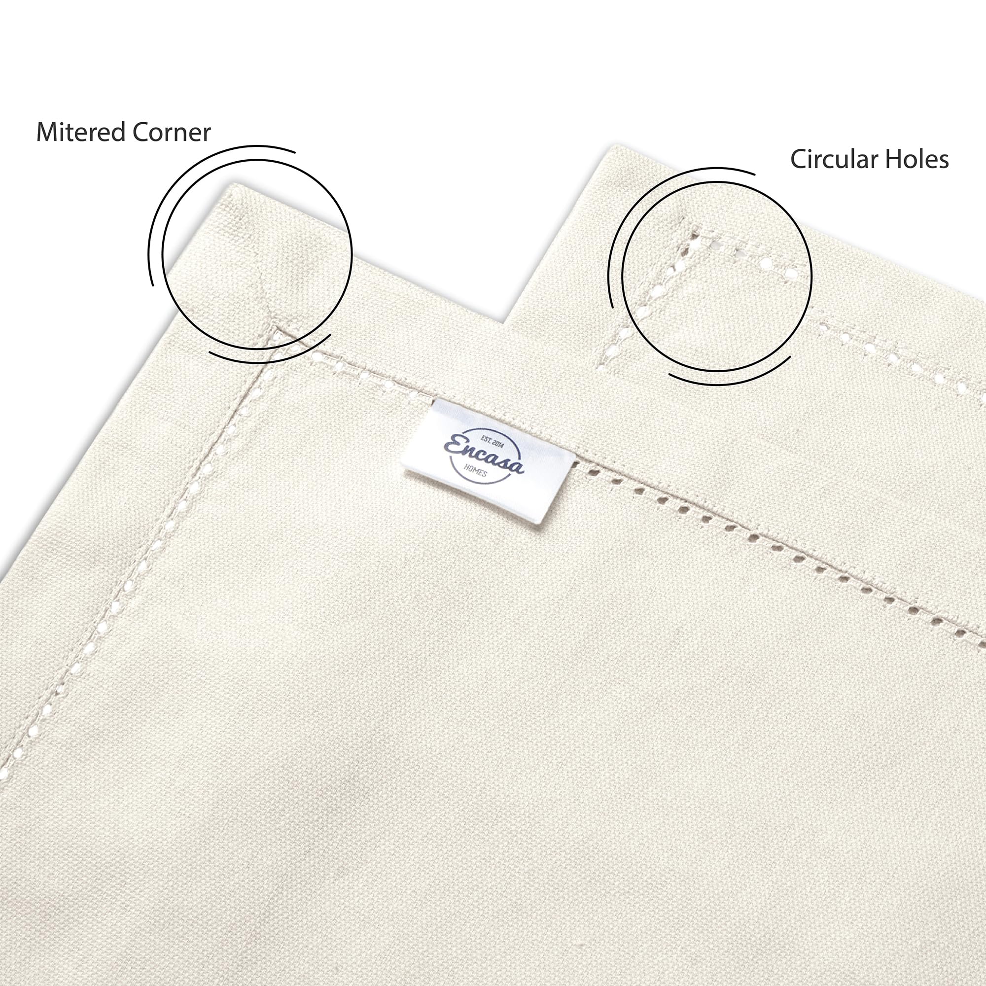 Encasa Homes 100% Cotton Hemstitched Dining Table Napkins Of Size 17 X 17 Inch (Square) - Natural - Set Of 4 | Perfect For Party