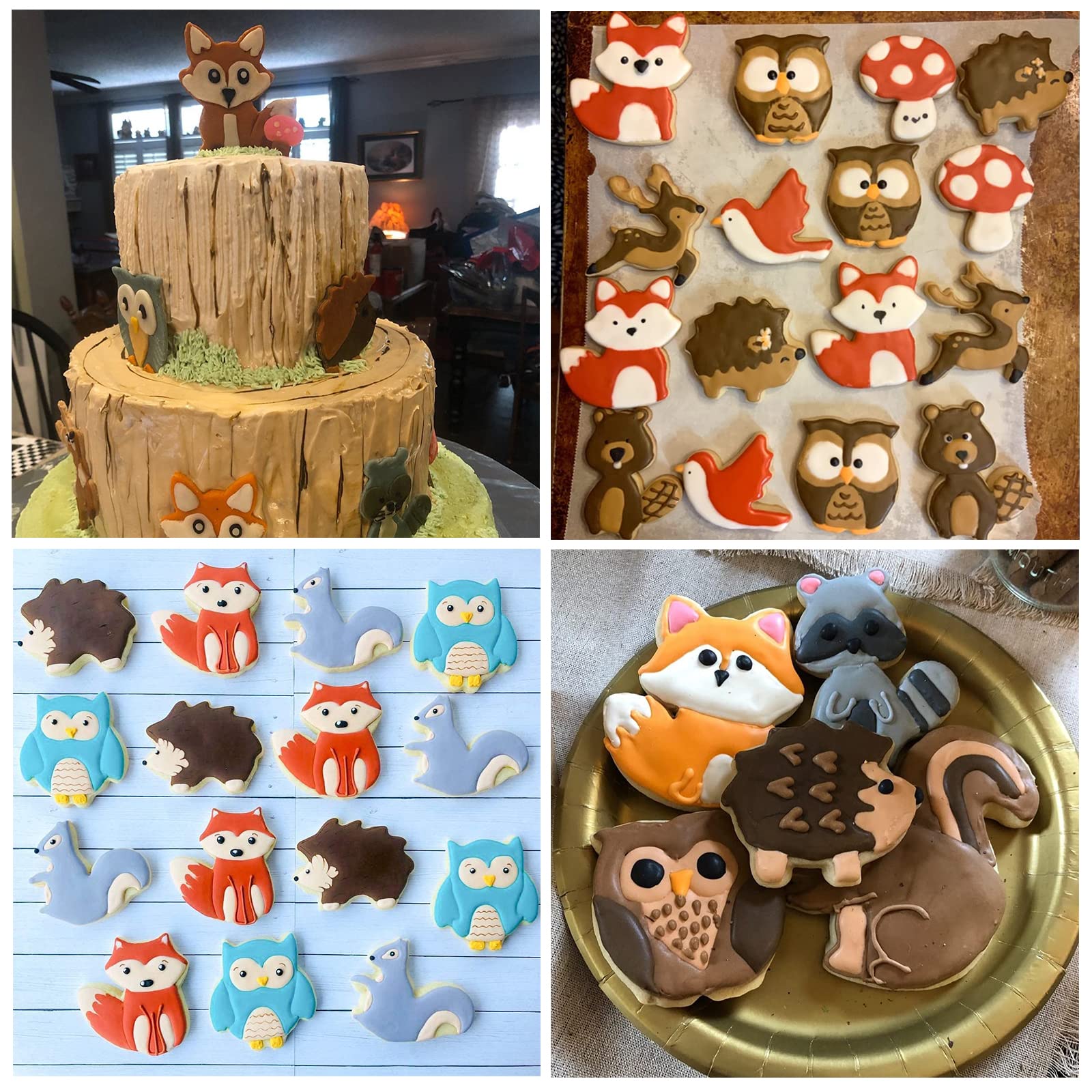 Woodland Animal Cookie Cutter Set - 10 Piece - Squirrel, Owl, Koala, Sloth, Raccoon, Fox, Hedgehog, Bird, Bunny, Mushroom Animal