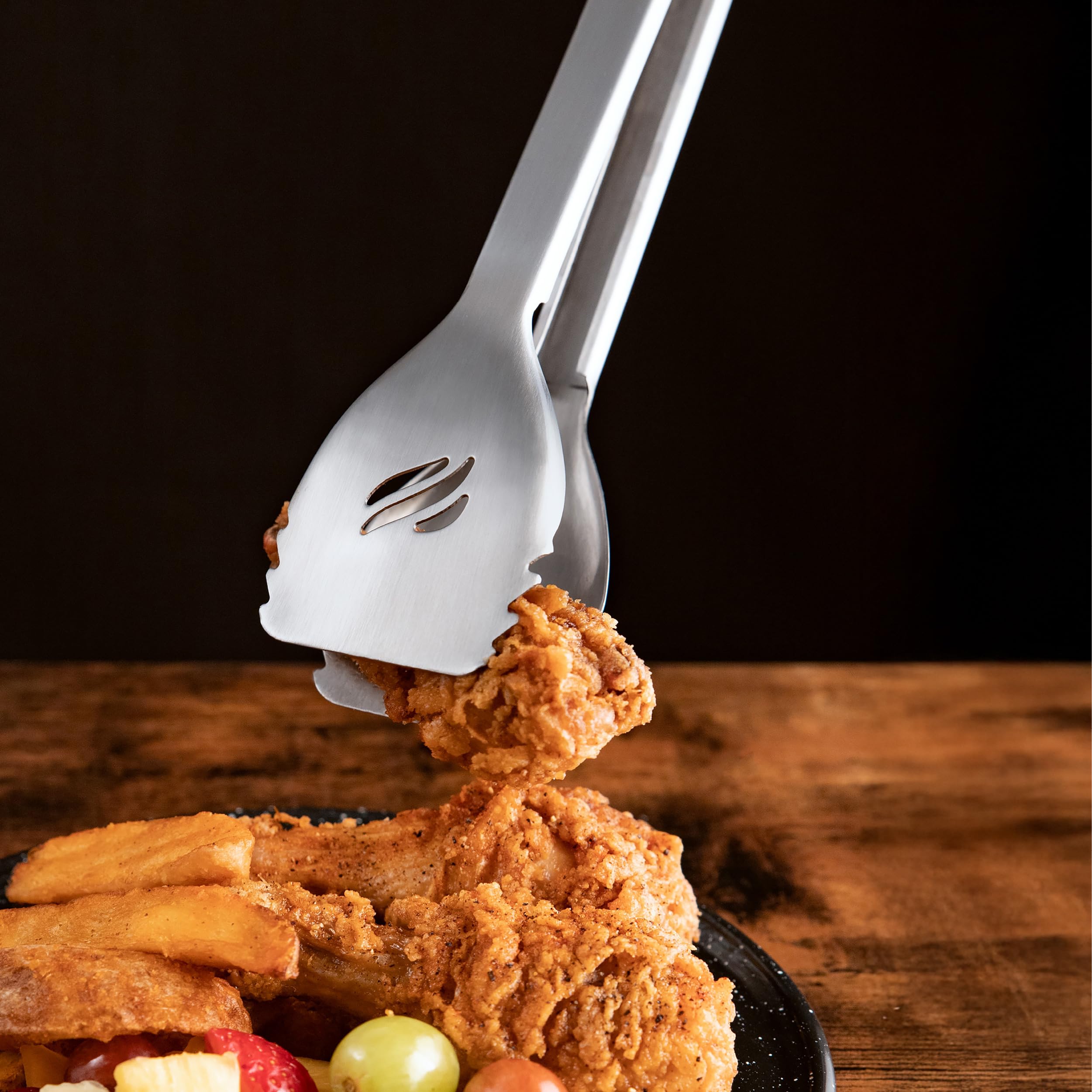 Blackstone 5282 Frying Tongs And Skimmer Spatula Set For Barbeque And Grilling 1 Long Handled Tong With Square Hang Loop, 1 Larg