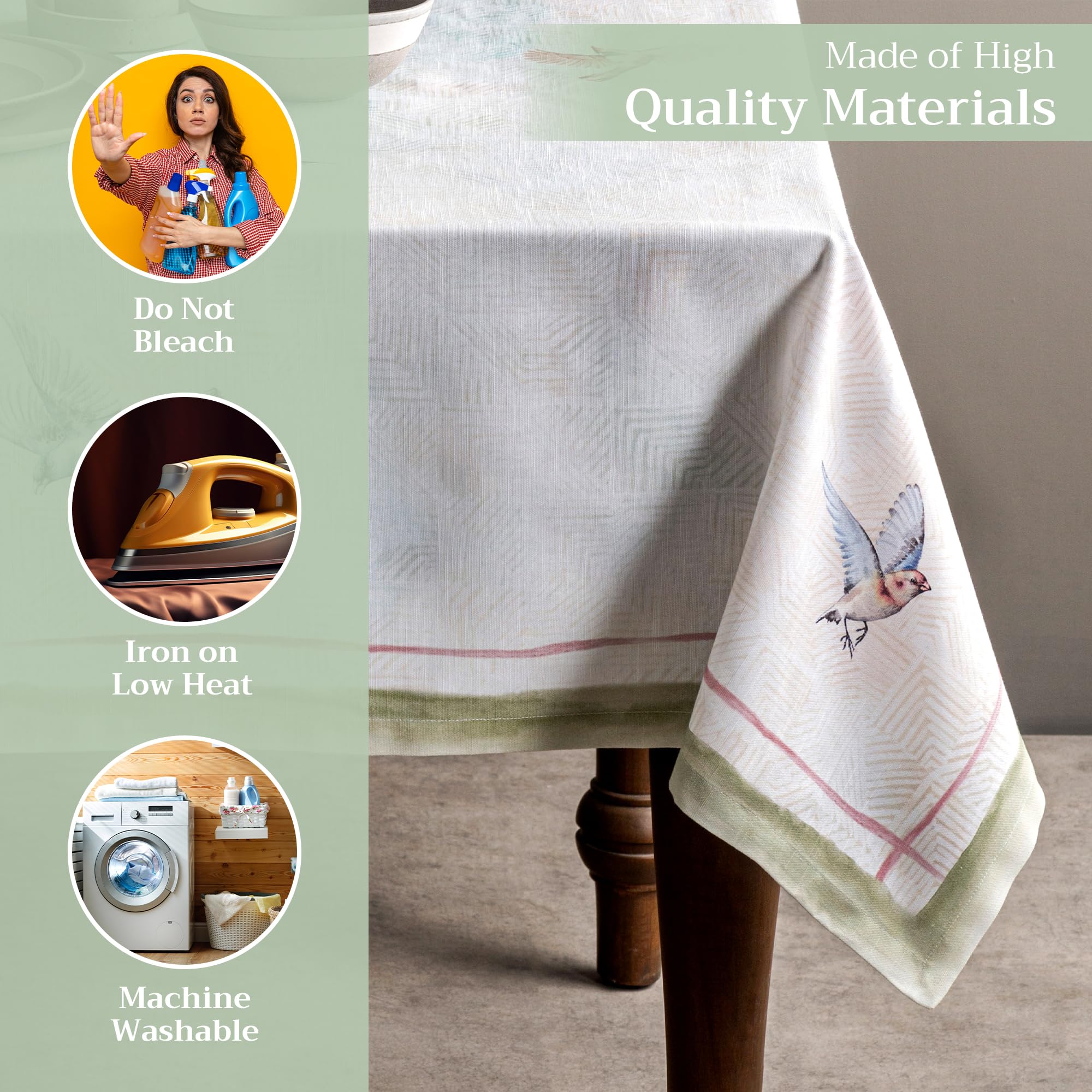 Maison d Hermine Table Cloth Rectangle Table 100% Cotton 70 x 108 Inches Tablecloth Reusable Decorative for Dining Room, Farmho