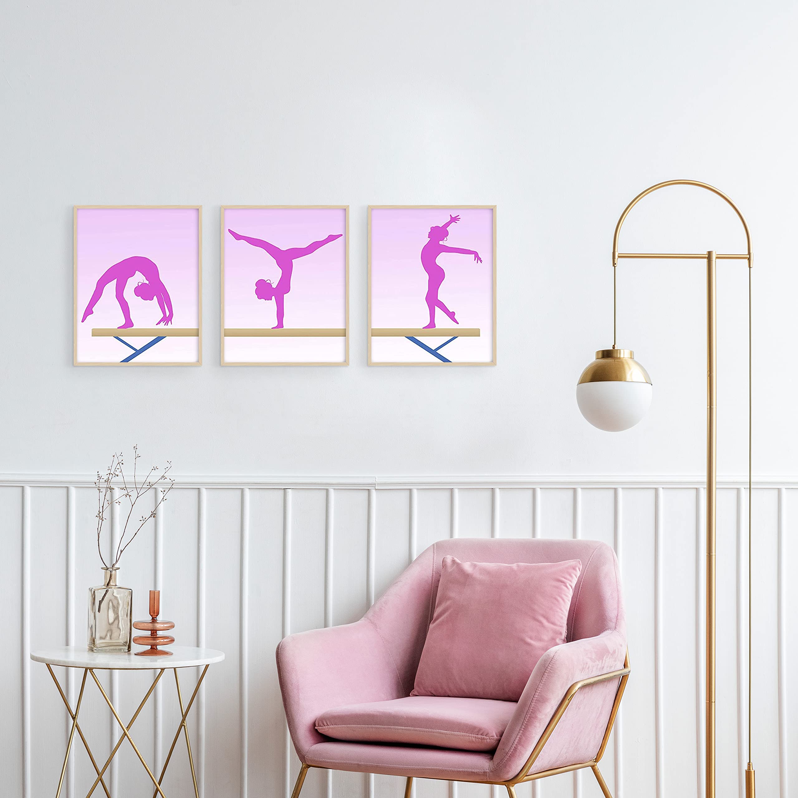 Summit Designs Gymnastics Gymnast Wall Art Decor Prints - Set of 3 (8x10) Inch Unframed Poster Photos - Bedroom  Nursery  Basement  Girls Ladies Gift Idea