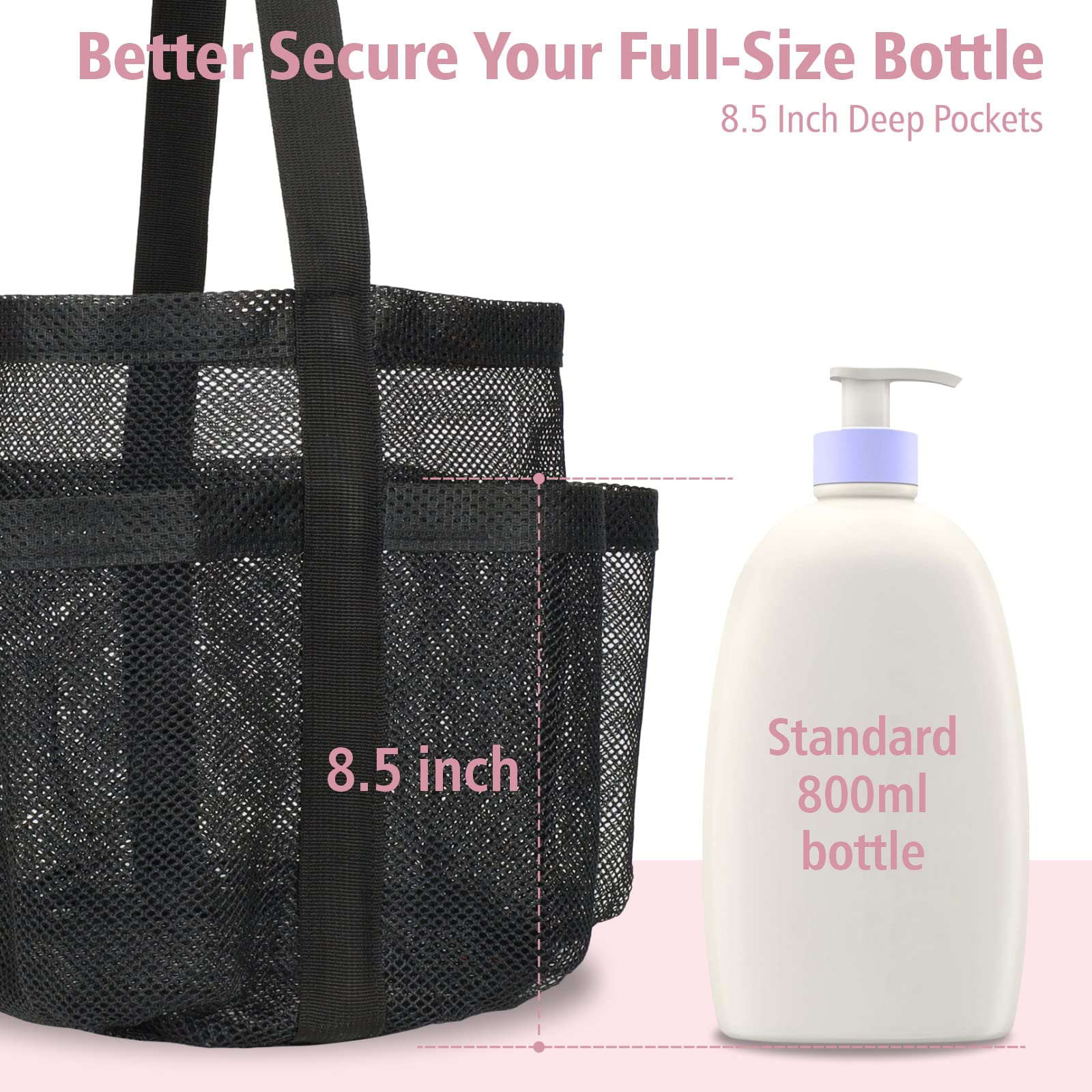 F-Color Mesh Shower Caddy Portable, Shower Caddy Basket Tote For College Dorm Room Gym Rv Essentials, 8.5'' Deeper Pocket Quick
